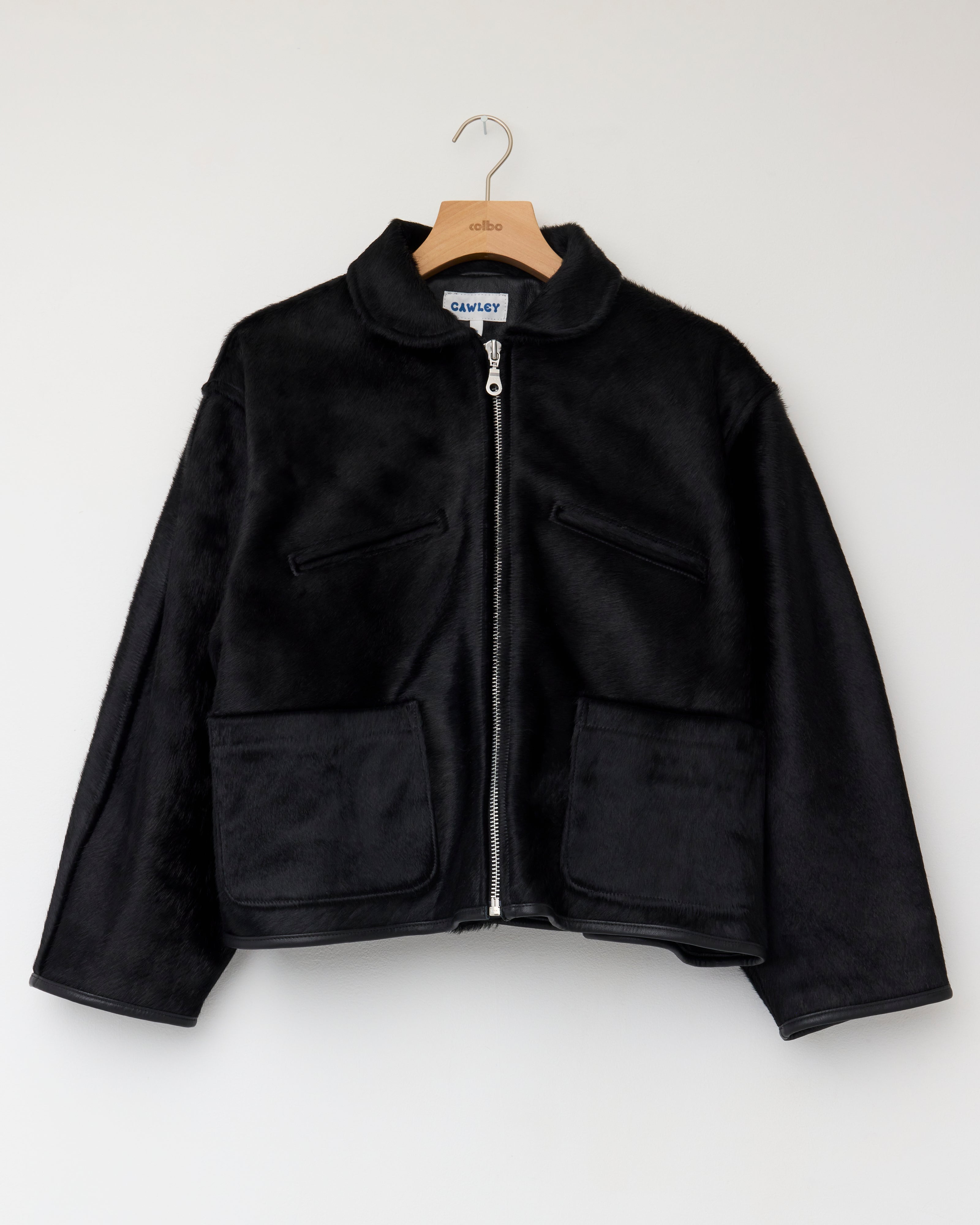 Hair On Leather Hide Flying Jacket, Black – Colbo