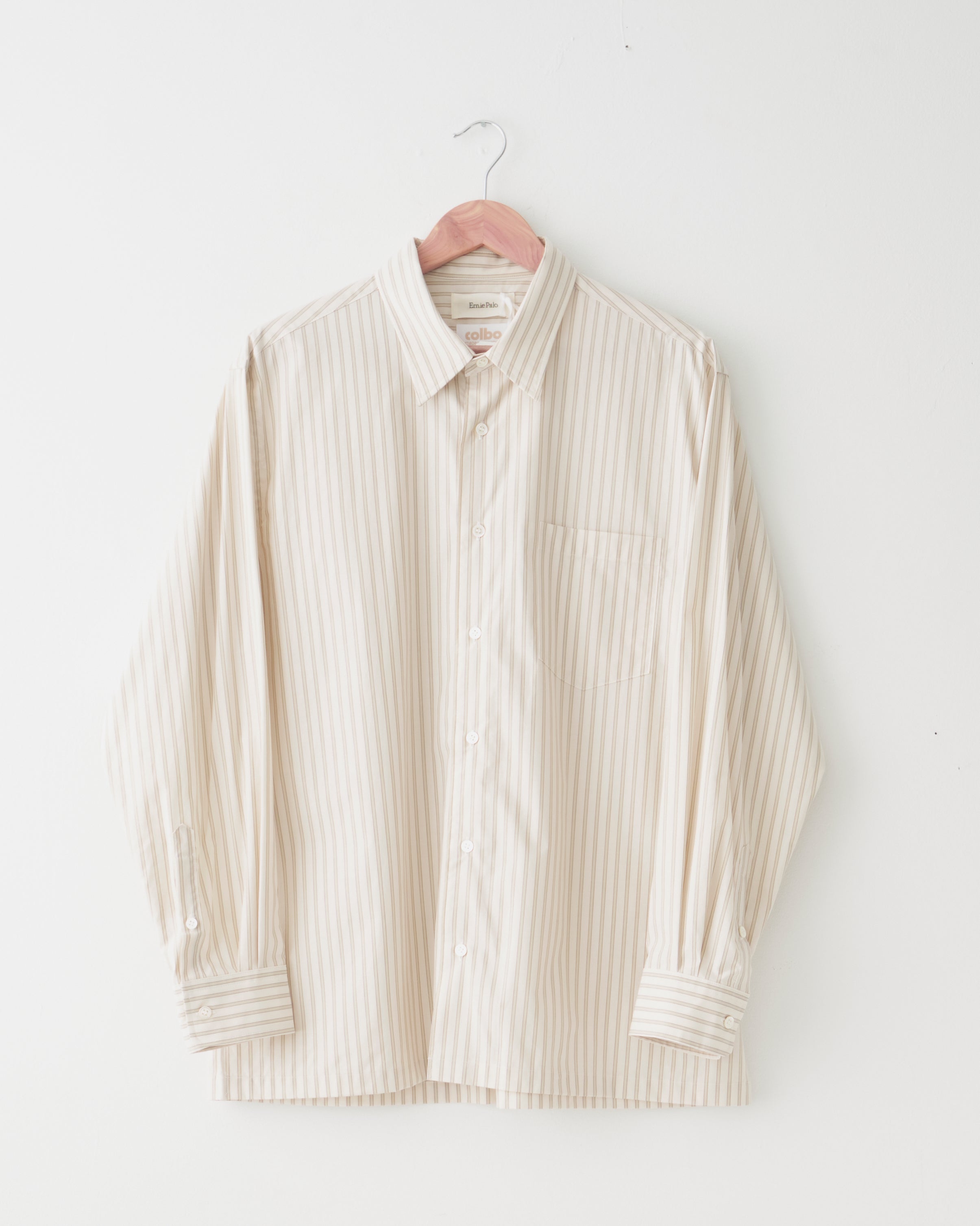 Striped Buttoned Shirt, Beige