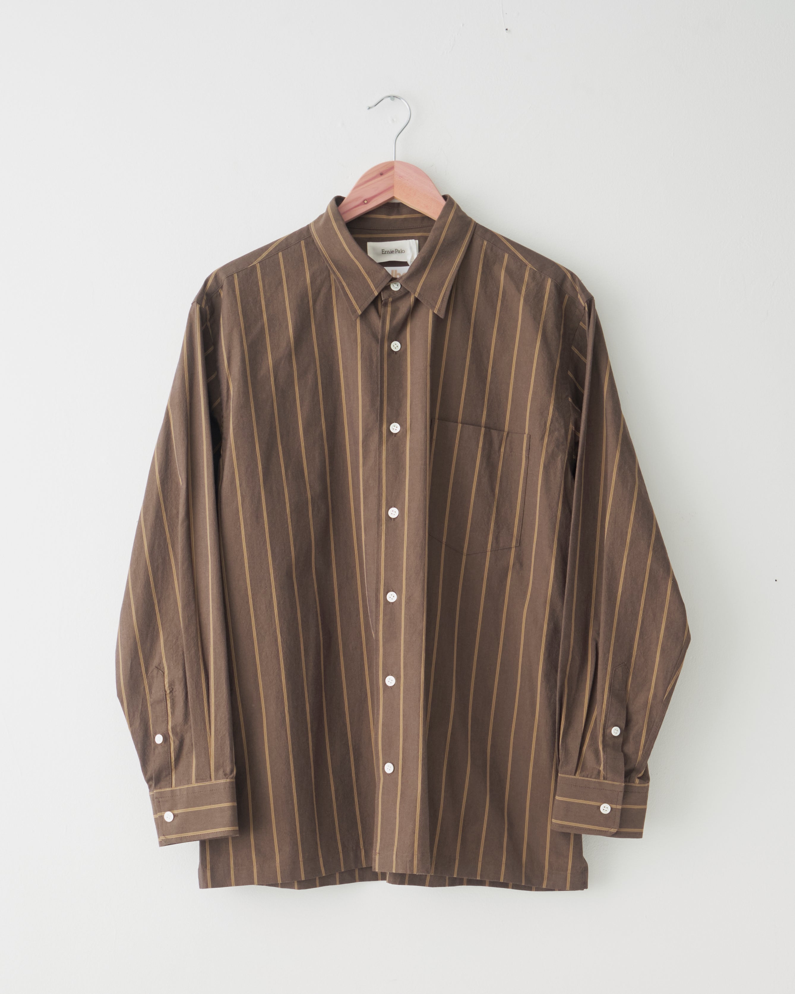 Striped Buttoned Shirt, Brown