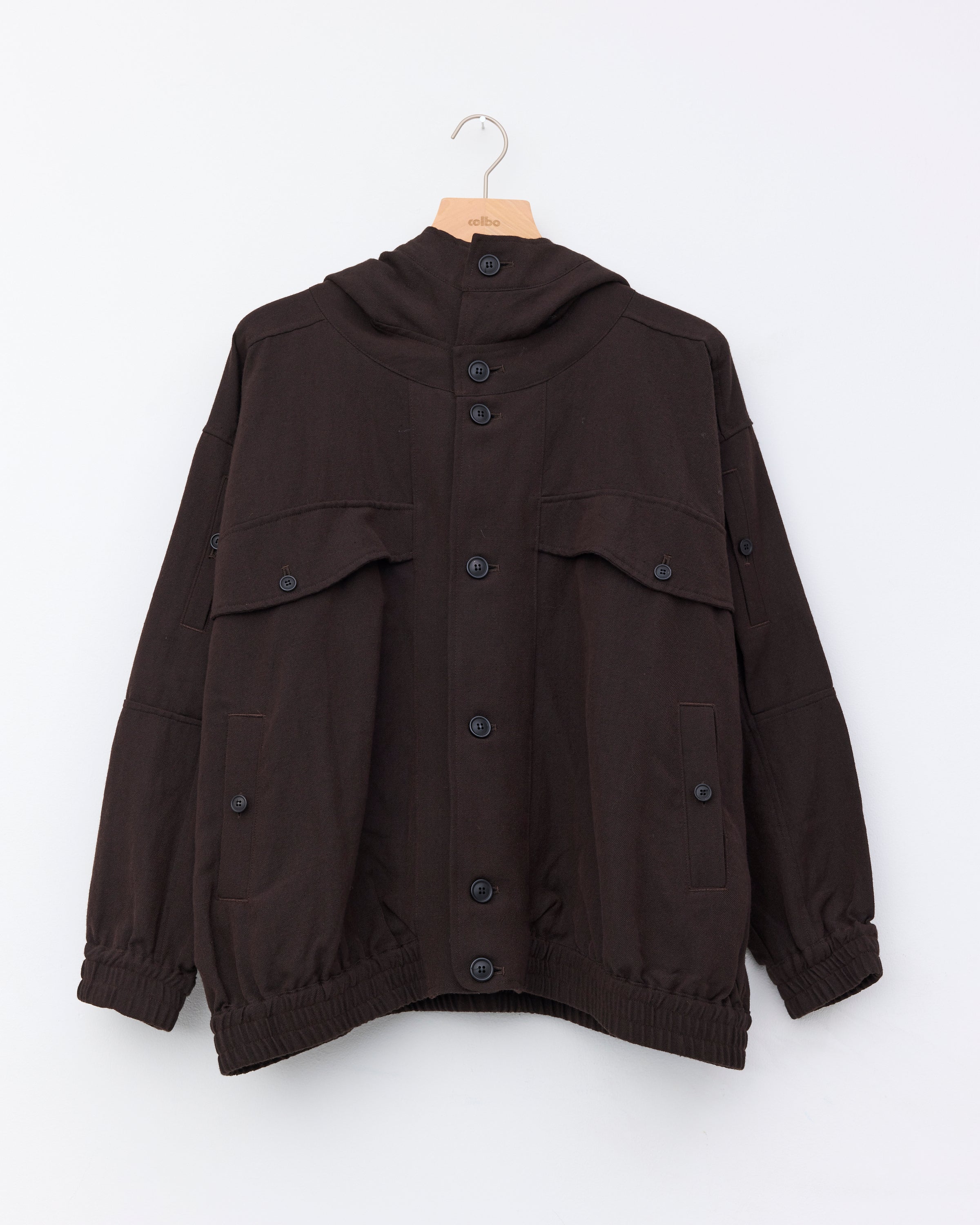Hooded Bomber Jacket, Dark Brown – Colbo