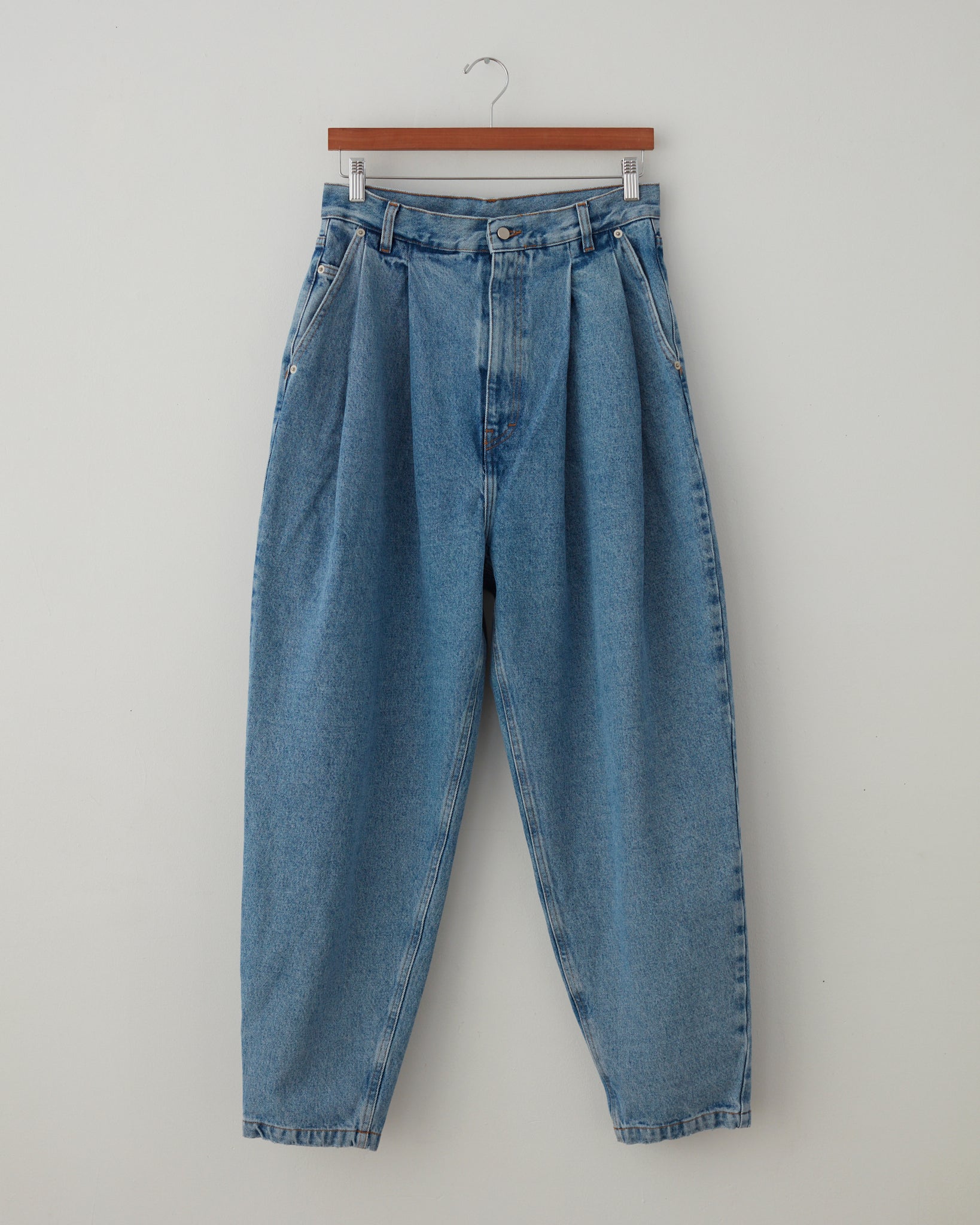 Pleated Denim Pants Blue