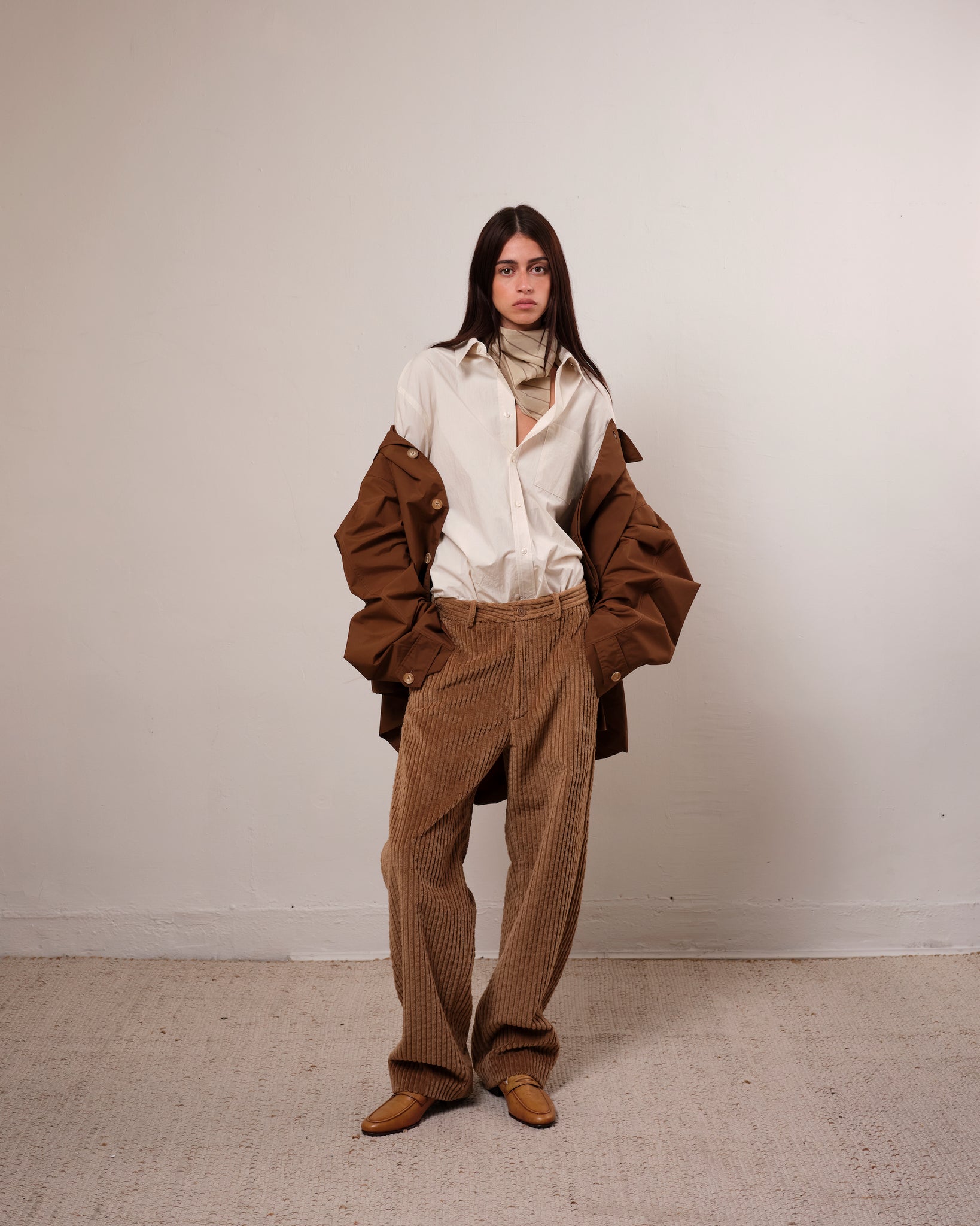 Wide Cord Chinos, Dark Tan
