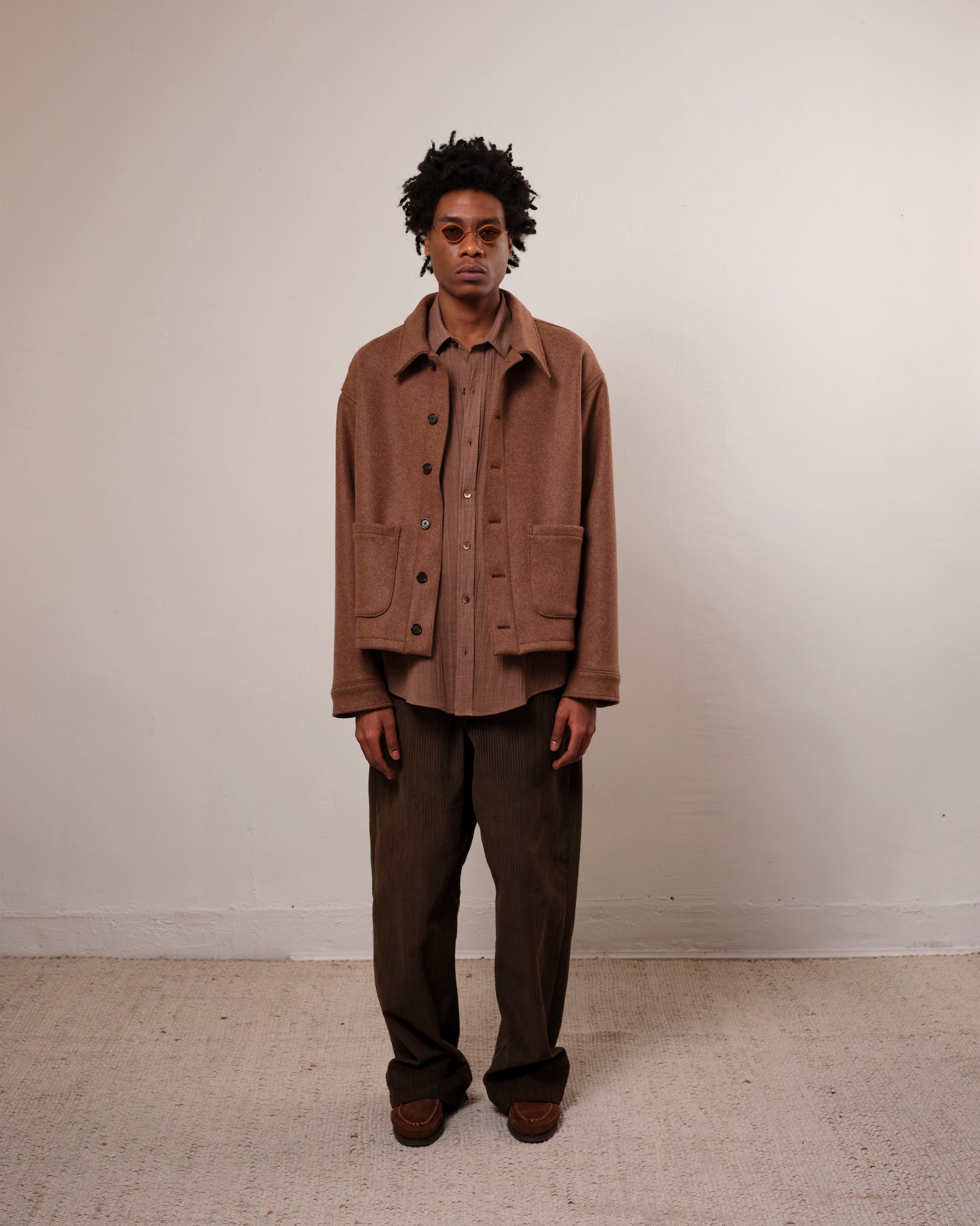 Office Shirt, Sheer Crinkled Clay