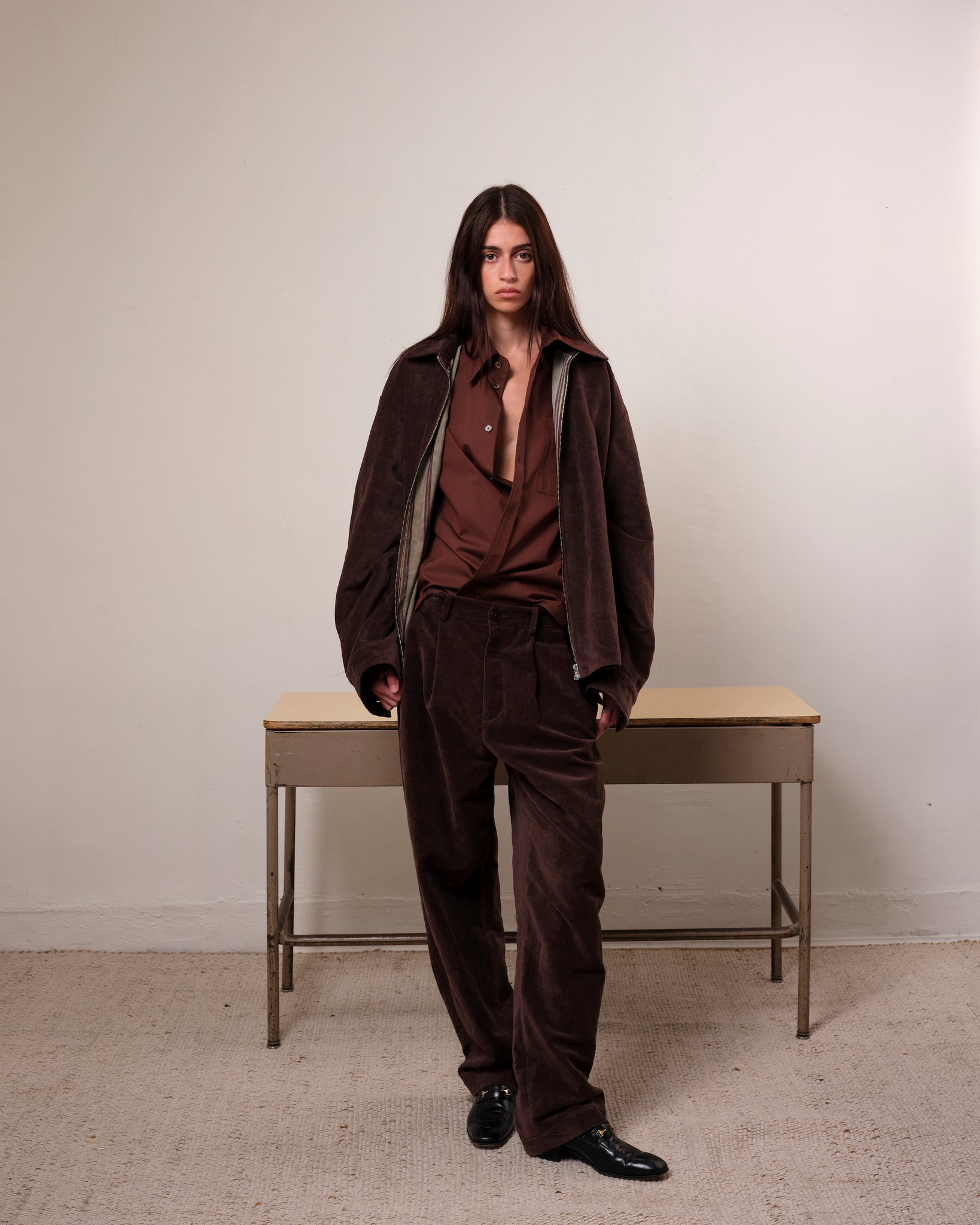 Box Zip Jacket, Dark Purple Velvet
