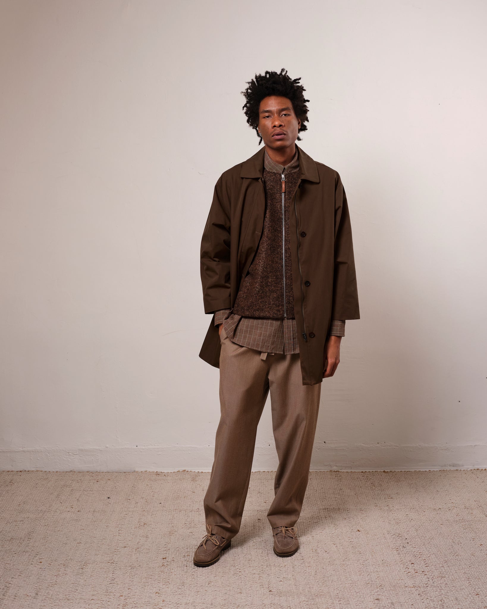 Zip Vest, Speckled Brown