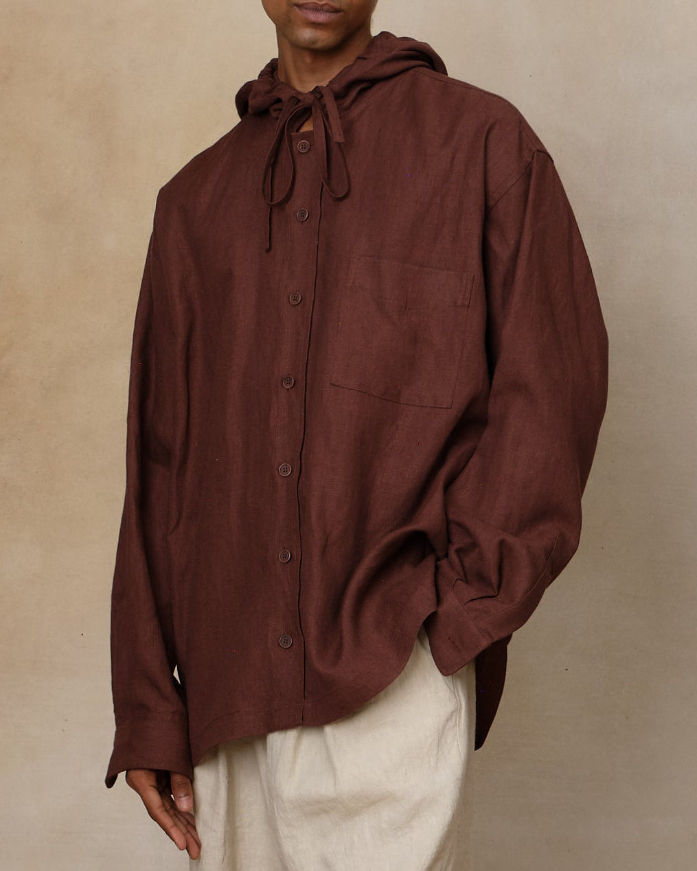 Hooded Shirt, Mahogany Small