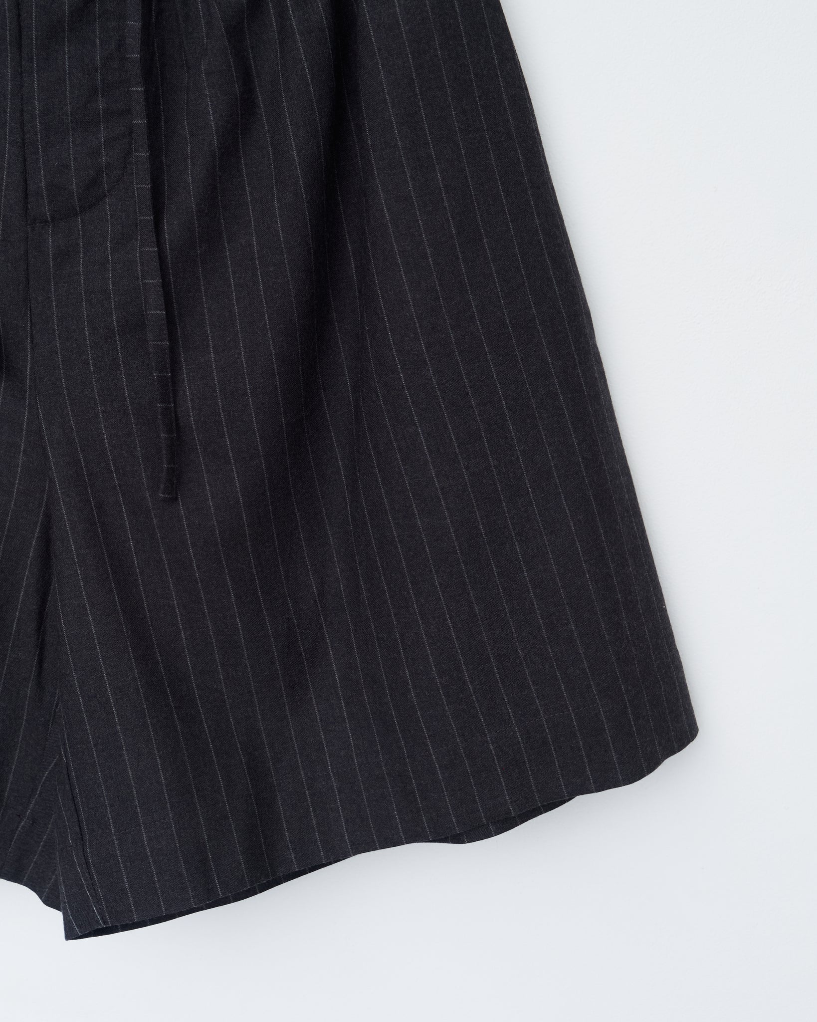 British Wool Pinstripe Hilda Short, Charcoal Pinstripe