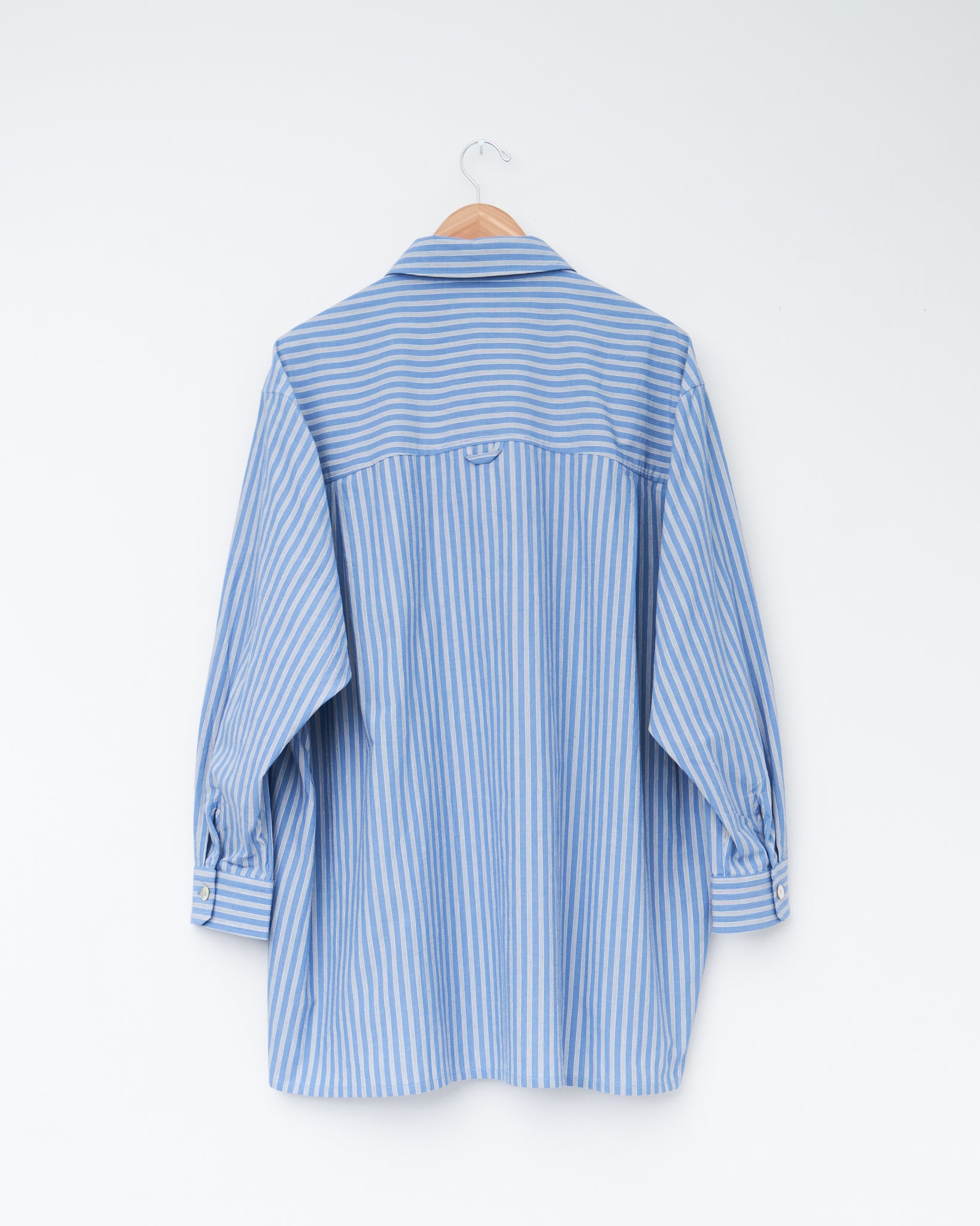 Japanese Striped Cotton Half Placket Shirt, Blue/White/Navy