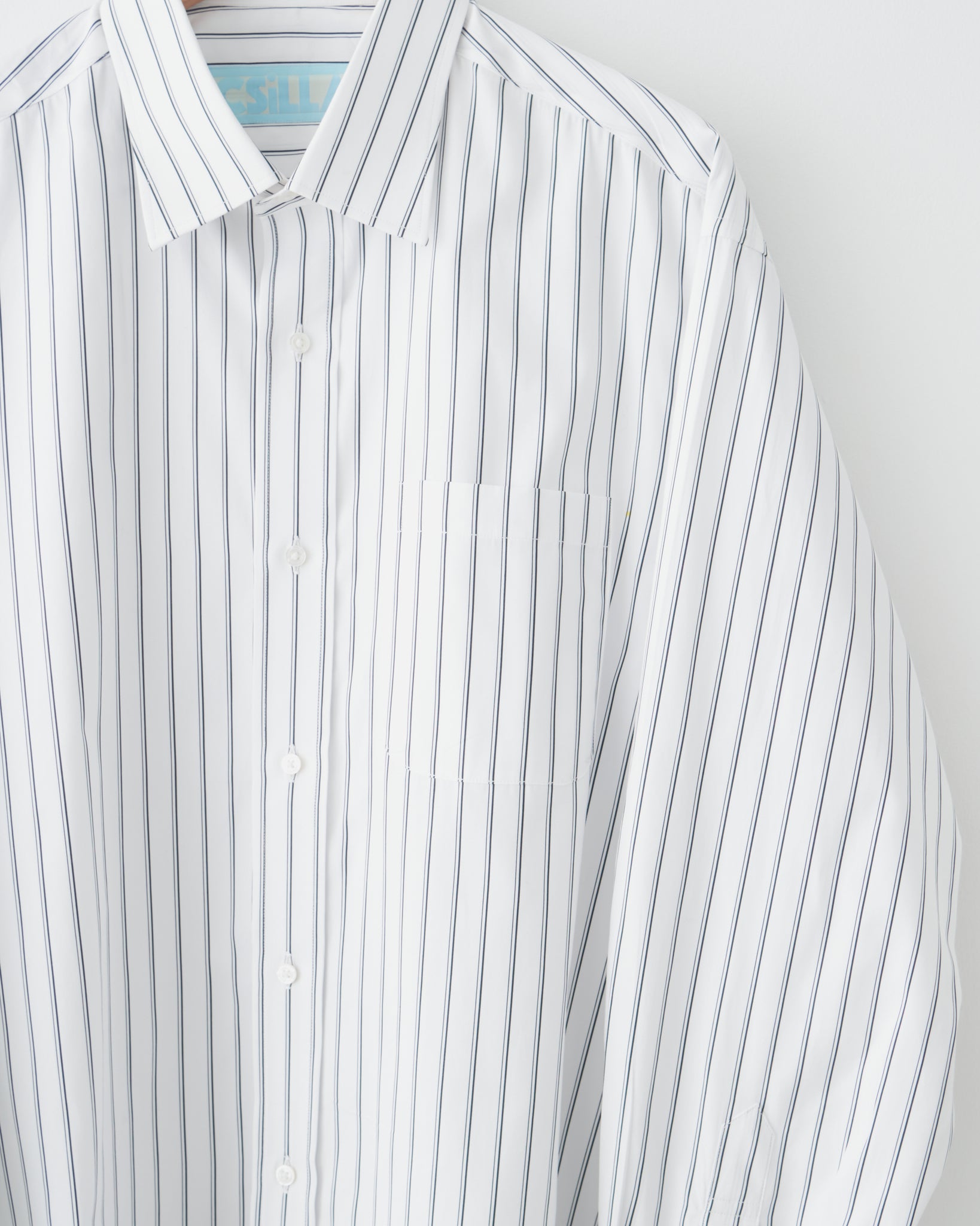 Striped Dress Shirt, White + Black Stripes