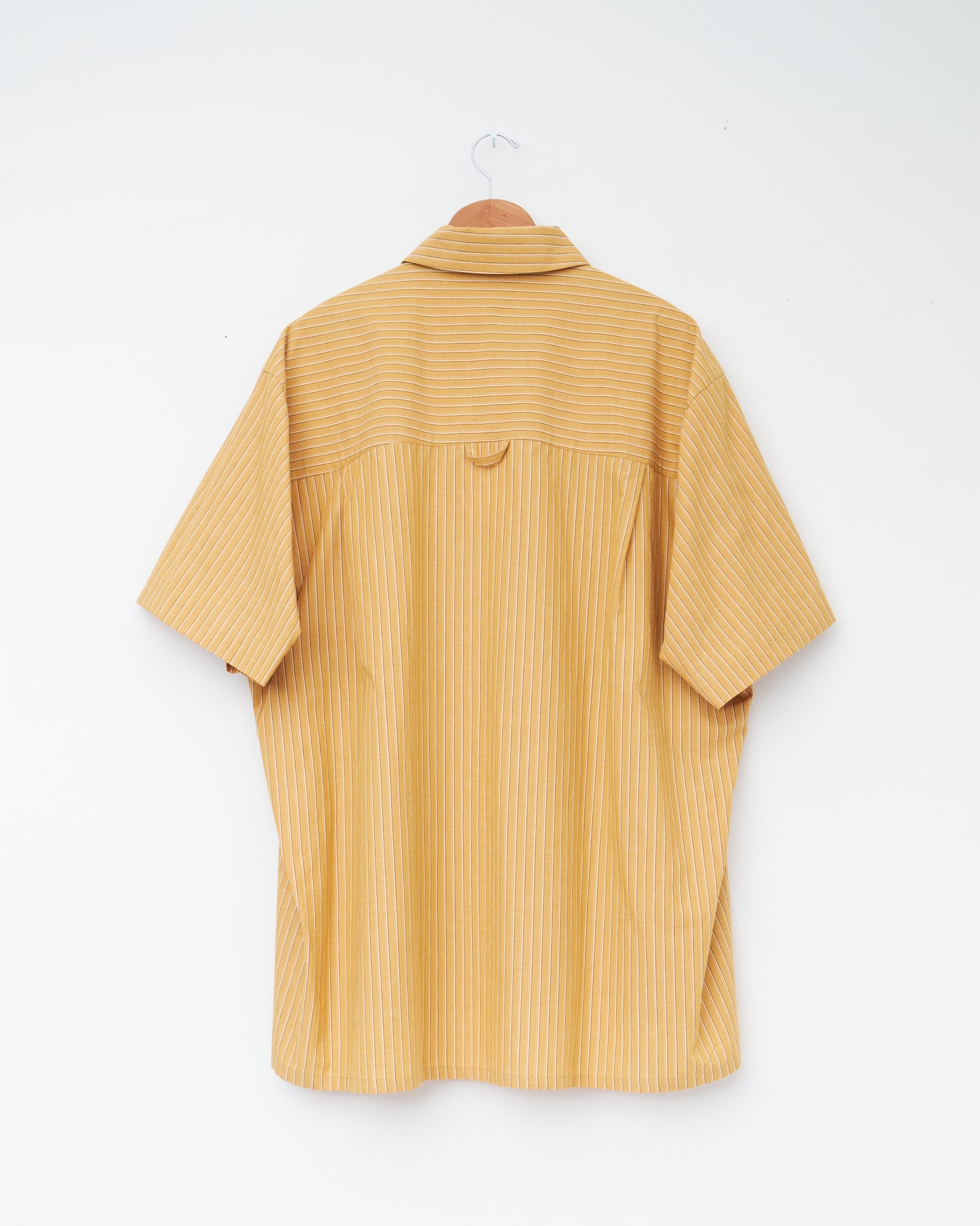 Japanese Striped Cotton Elvas Shirt, Mustard Stripe