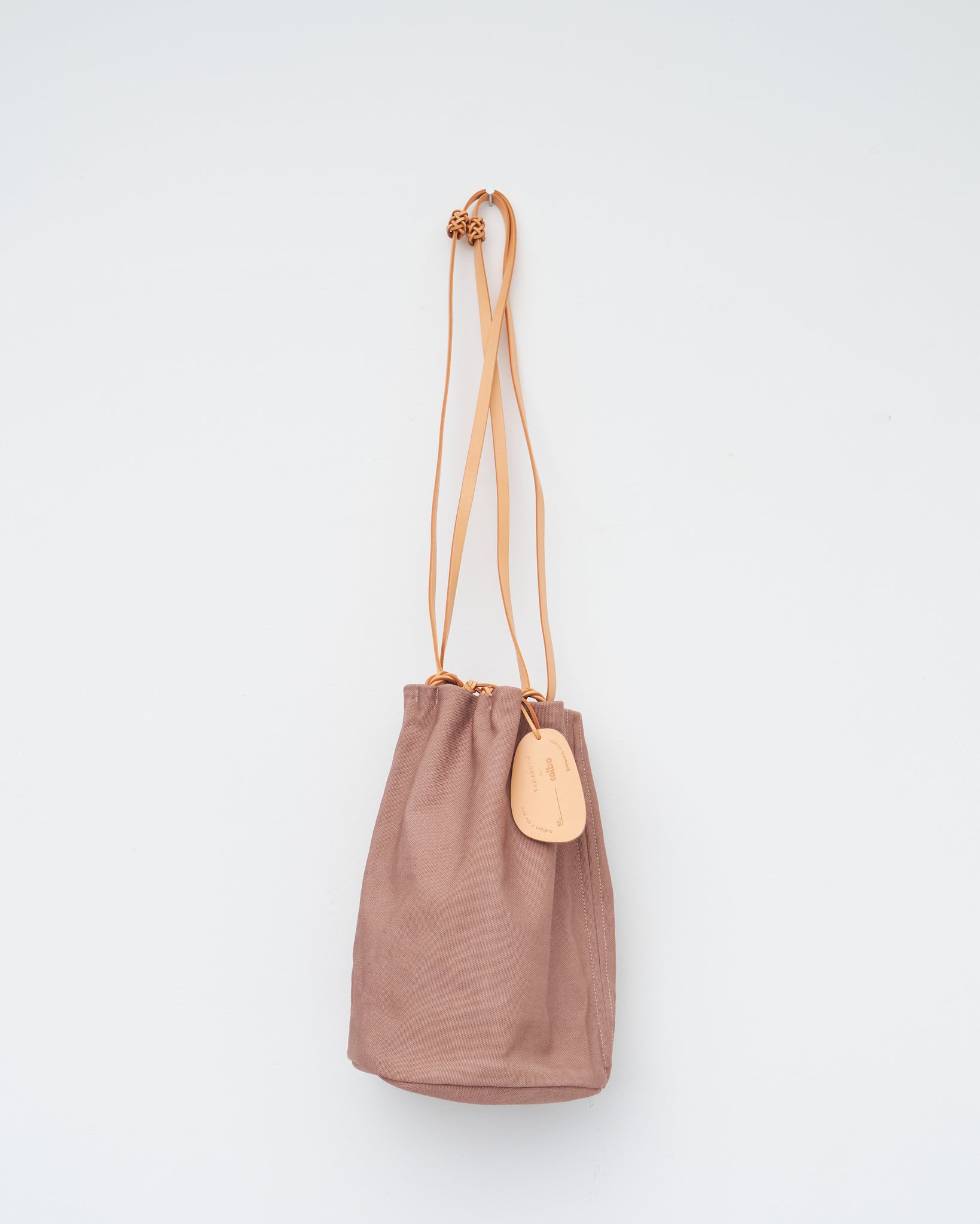 Woven Drawstring Bucket Bag, Purple