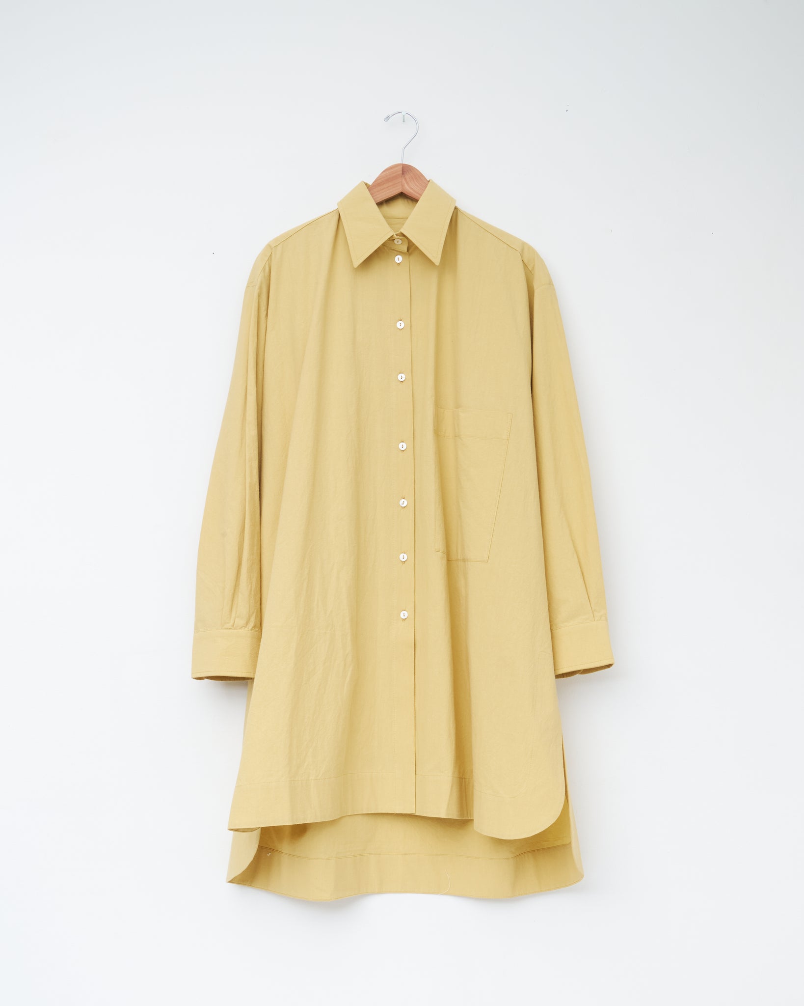 Japanese Crisp Cotton Big Shirt, Celery