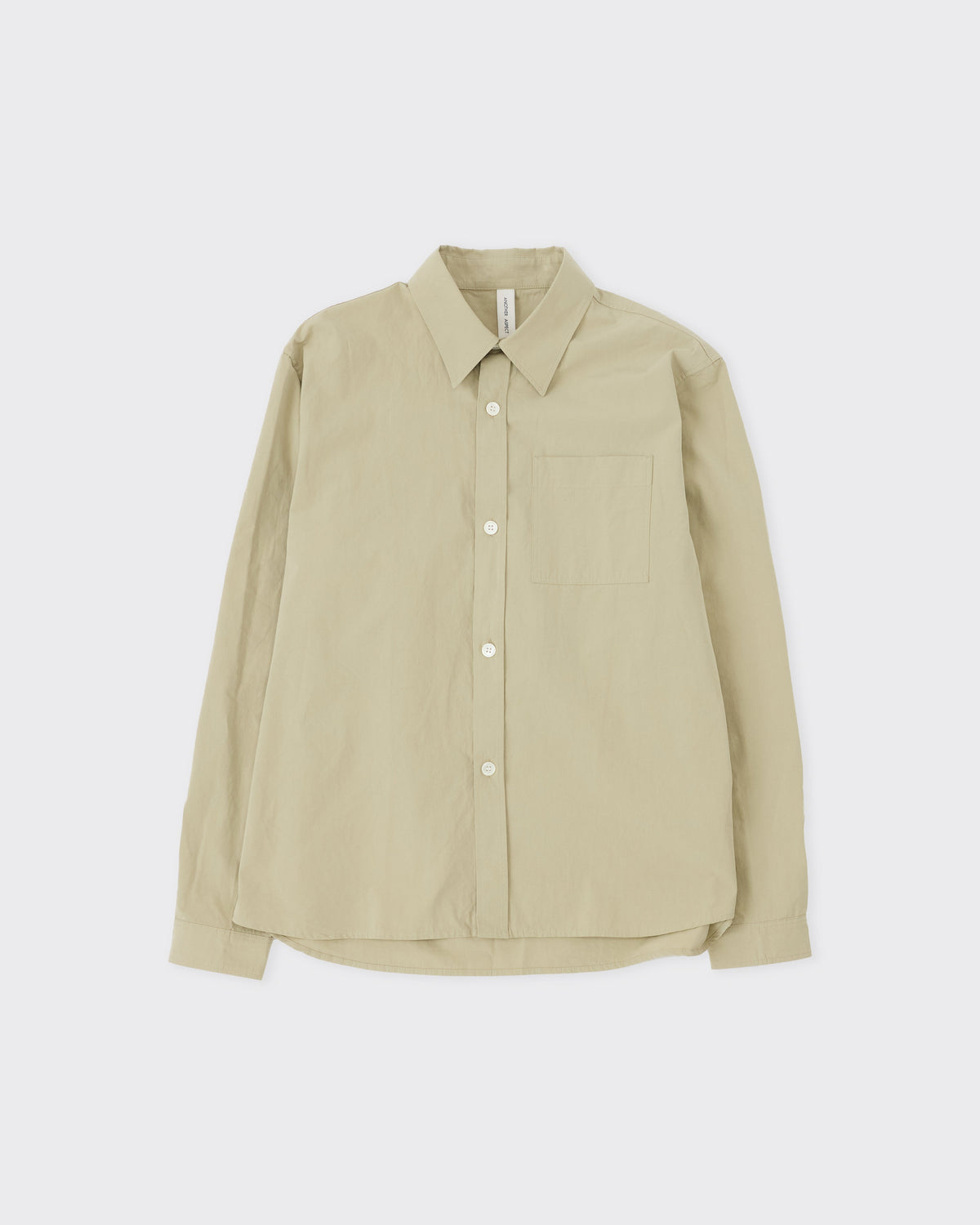 Another Aspect Shirt 4.0 in pale green organic cotton, front, flat lay