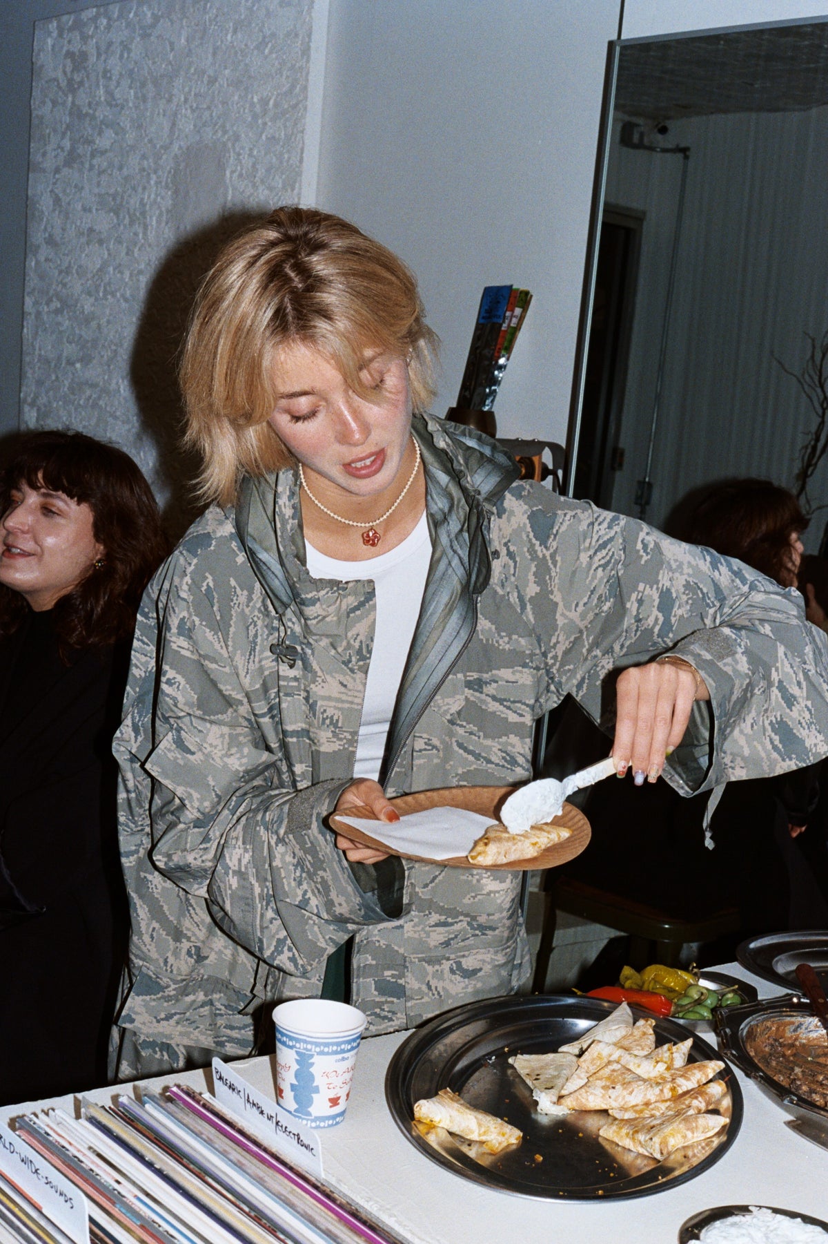 A guest eating at a Colbo dinner