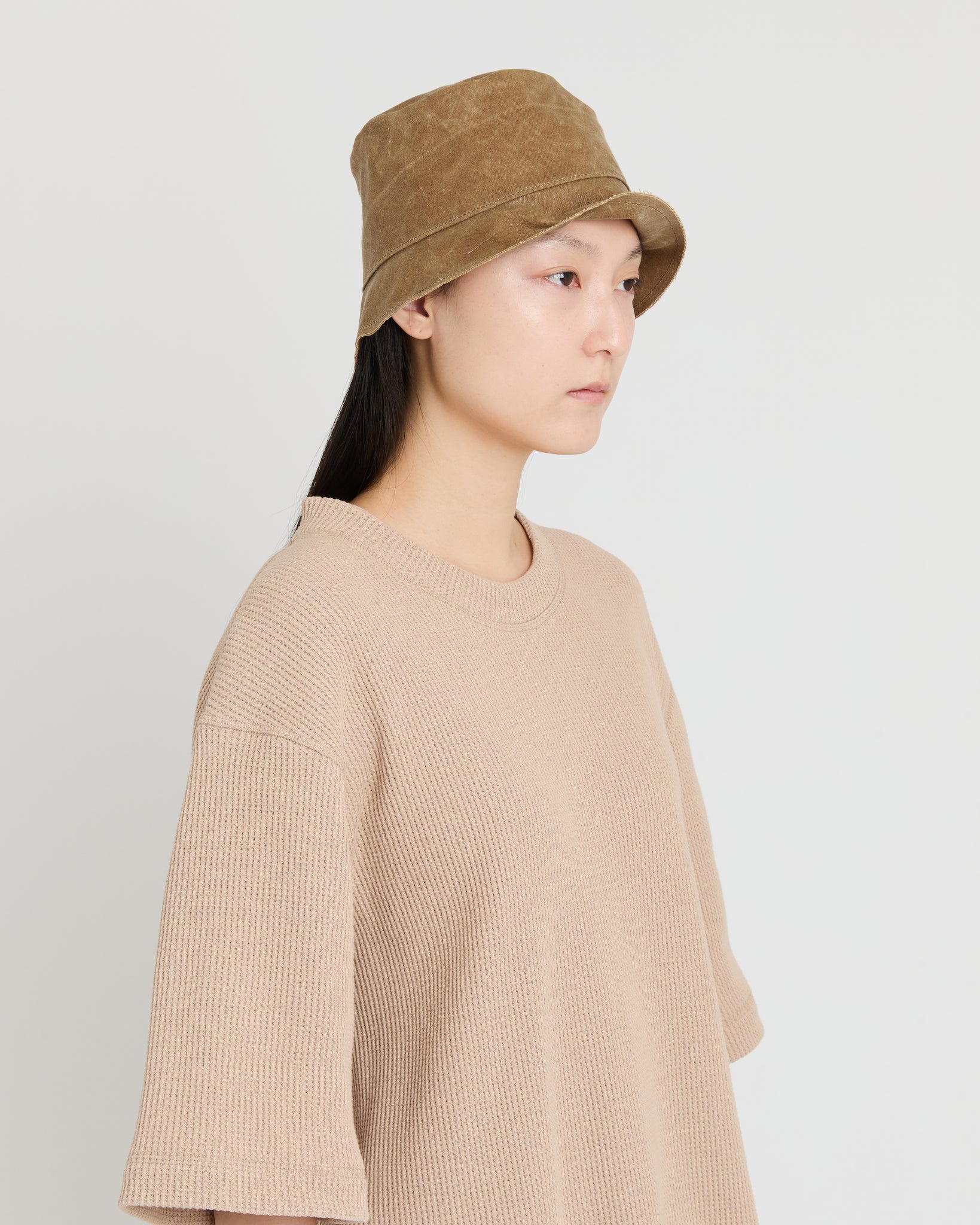 Double Raw Edge Bucket Hat, Olive