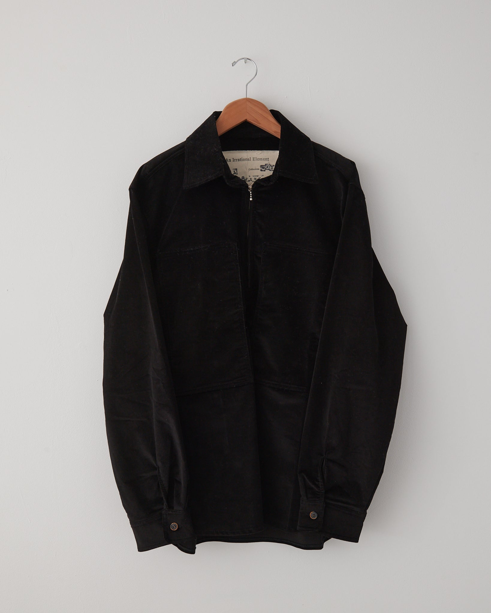 Vintage Shirt, Black Cotton Corduroy