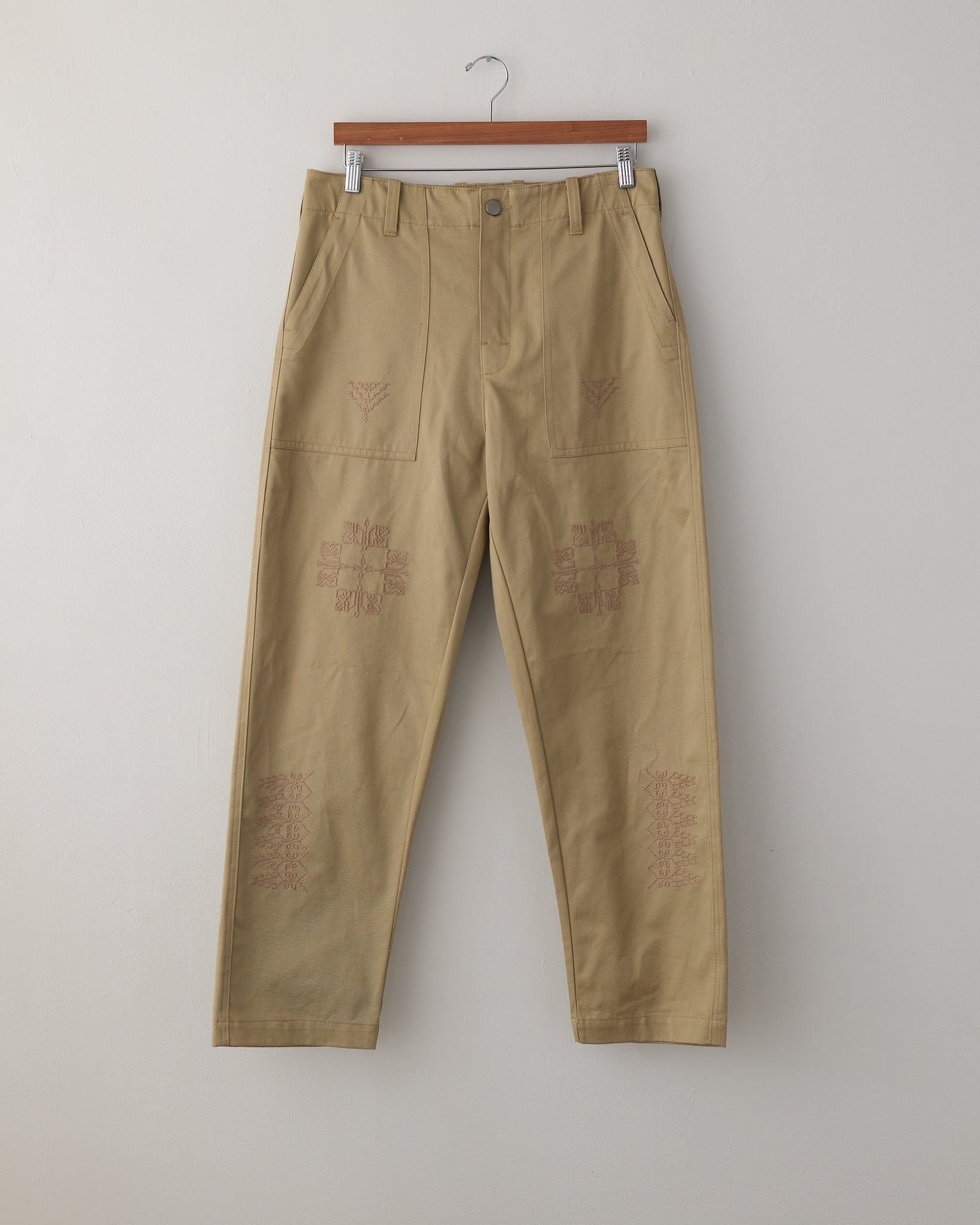 Makhlut Worker Cotton Chino Pants, Beige