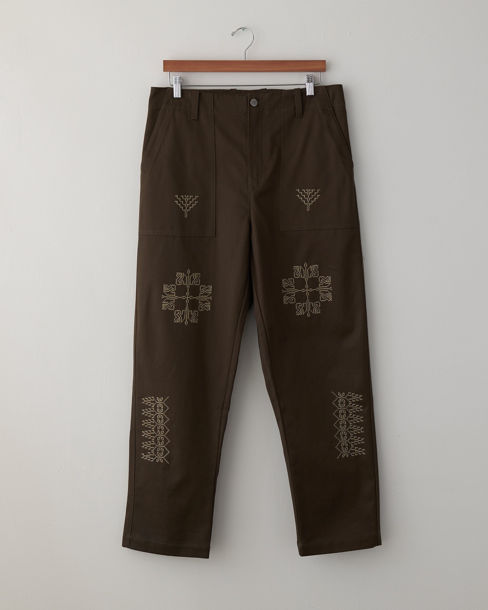 Makhlut Worker Cotton Chino Pants, Dark Brown