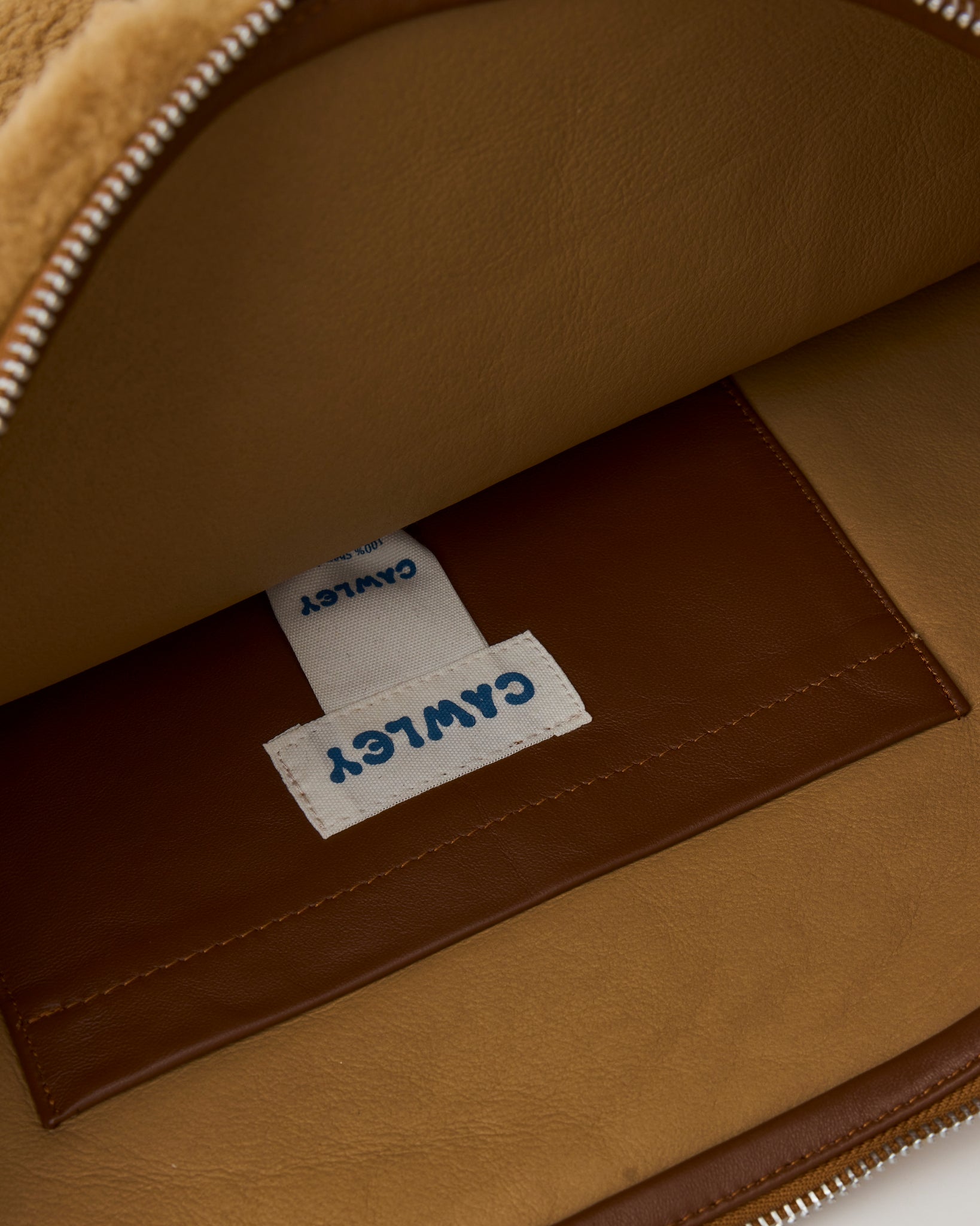 Tan Leather Back Curly Clutch Bag, Tan