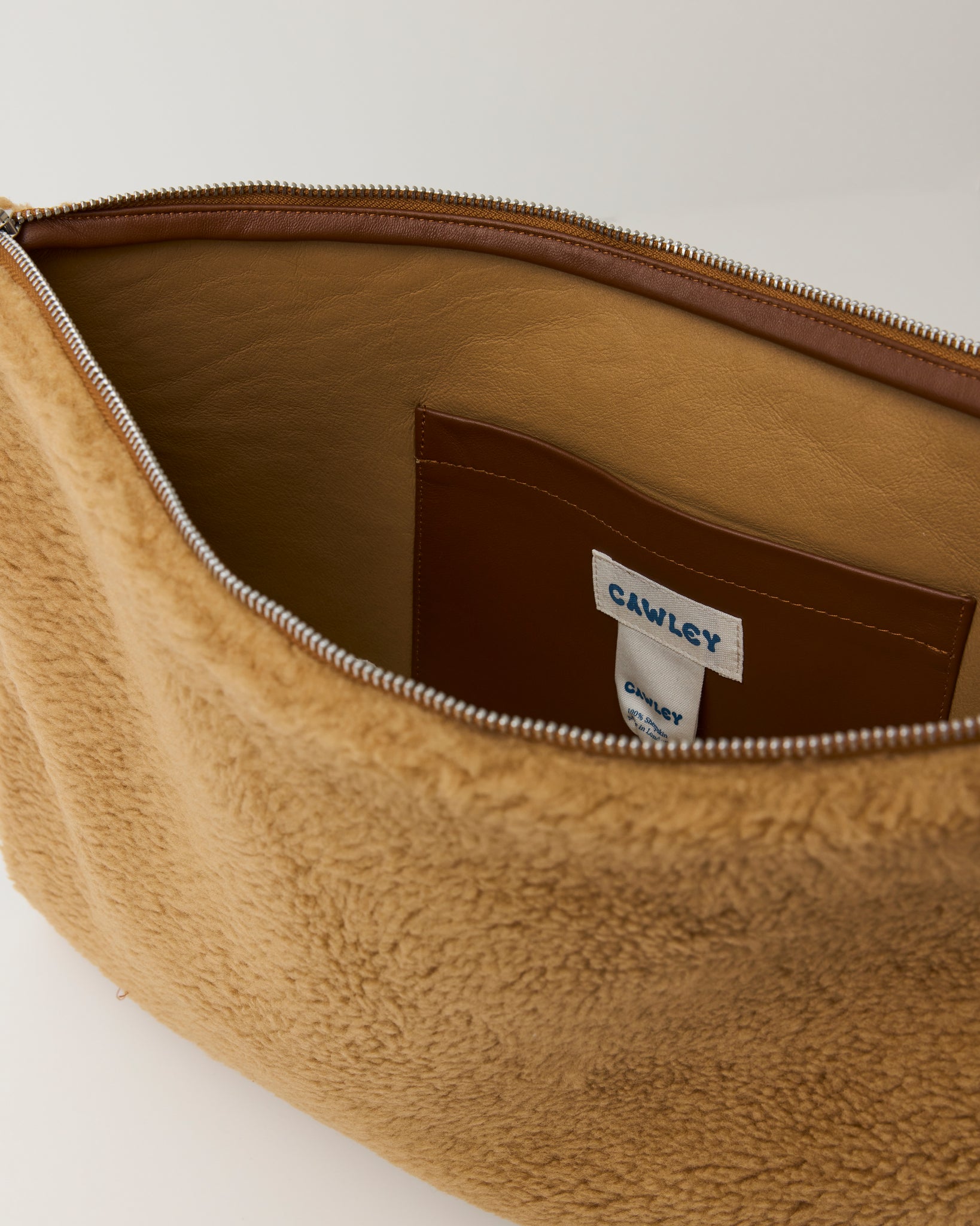 Tan Leather Back Curly Clutch Bag, Tan