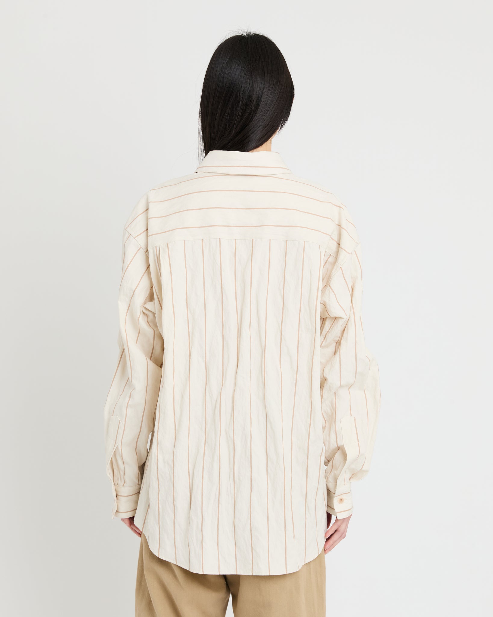 Banaras Shirt, Natural + Light Brown Stripe