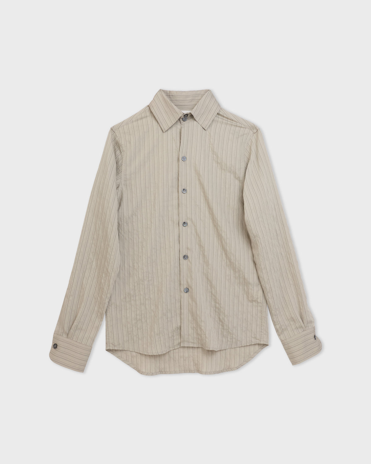 Colbo Bat Shirt in herbal stripe crinkled modal, front, flat lay