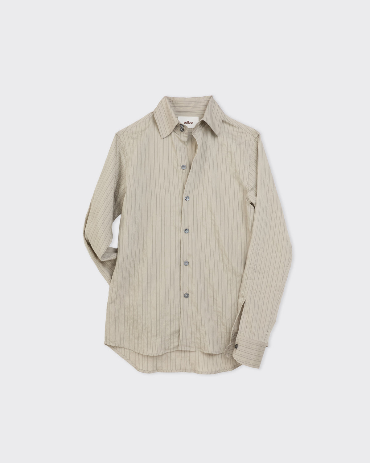 Colbo Bat Shirt in herbal stripe crinkled modal, front, flat lay, alternate
