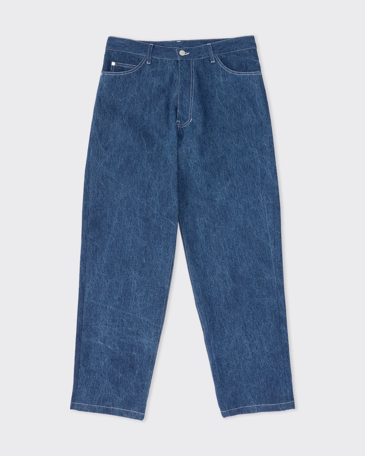 Colbo Jeans in stone blue Italian denim, front, flat lay