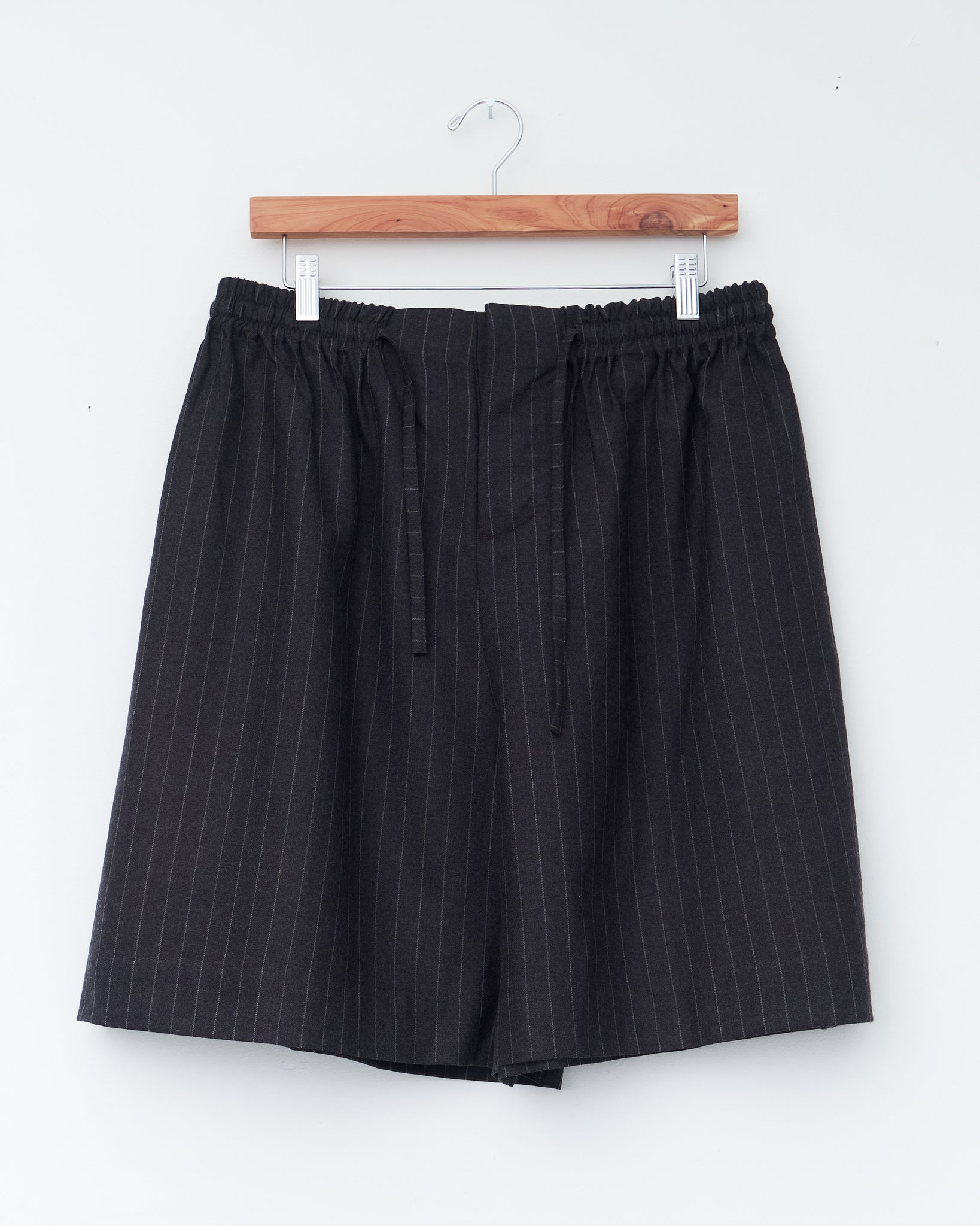 British Wool Pinstripe Hilda Short, Charcoal Pinstripe