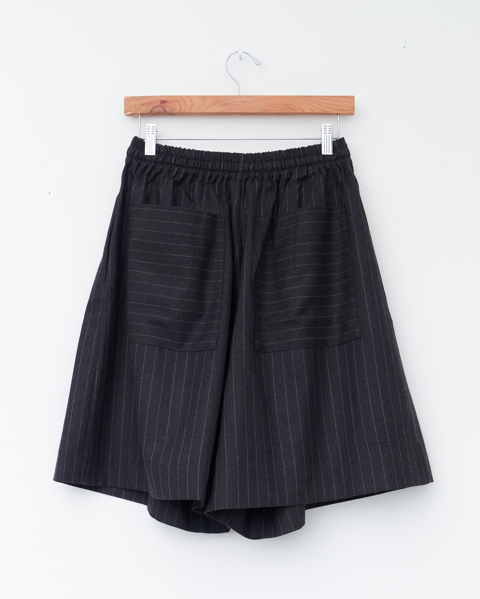 British Wool Pinstripe Hilda Short, Charcoal Pinstripe