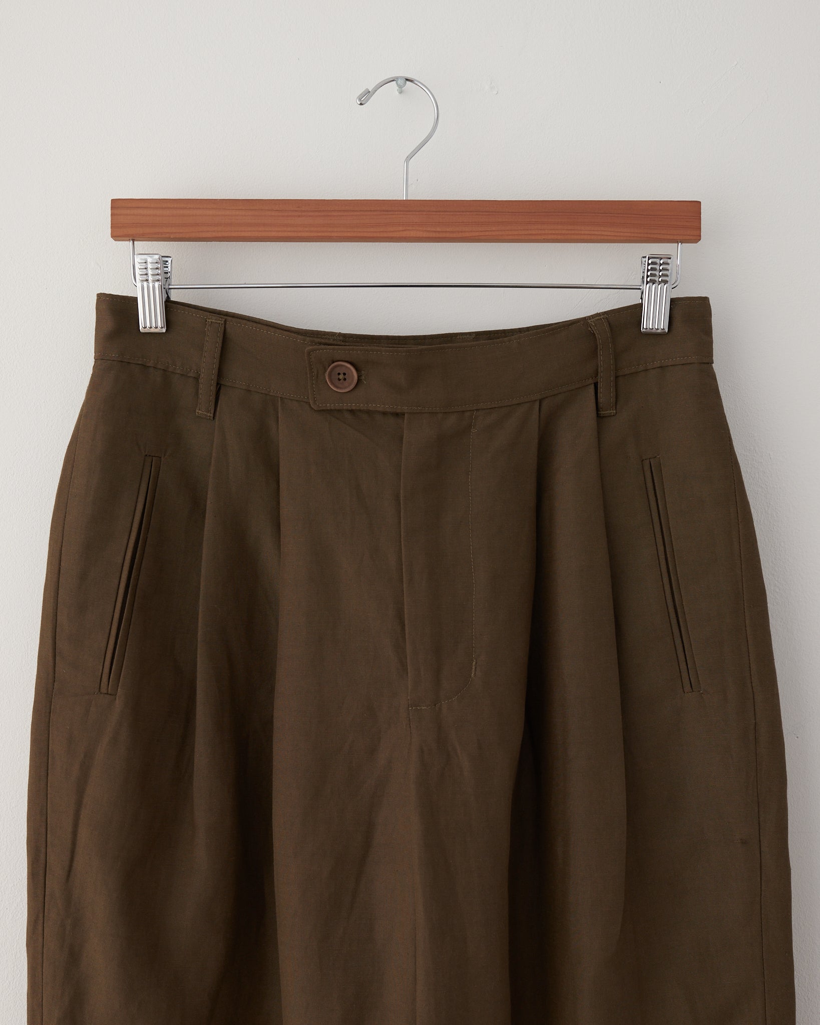 Double Pleat Pants, Brown Silk/Linen – Colbo