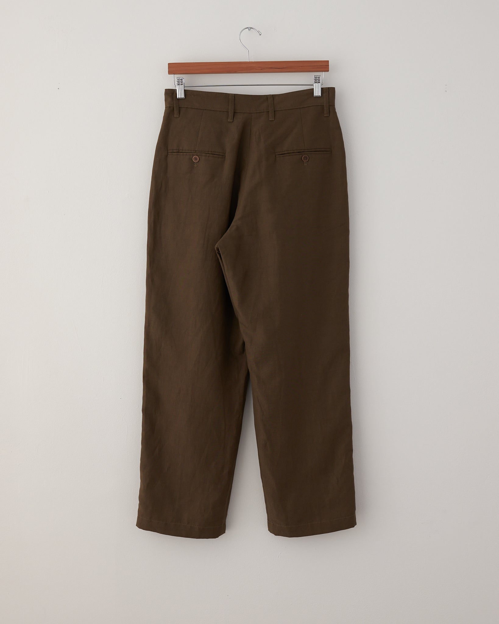 Double Pleat Pants, Brown Silk/Linen