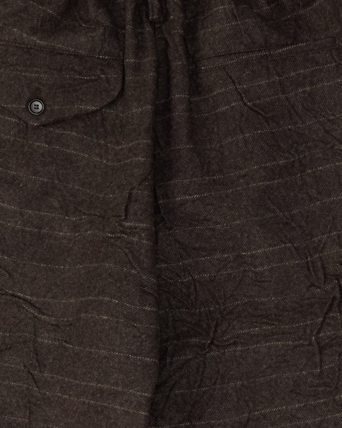 Colbo Camp Pants in striped crinkled wool, crinkled wool and back pocket close-up