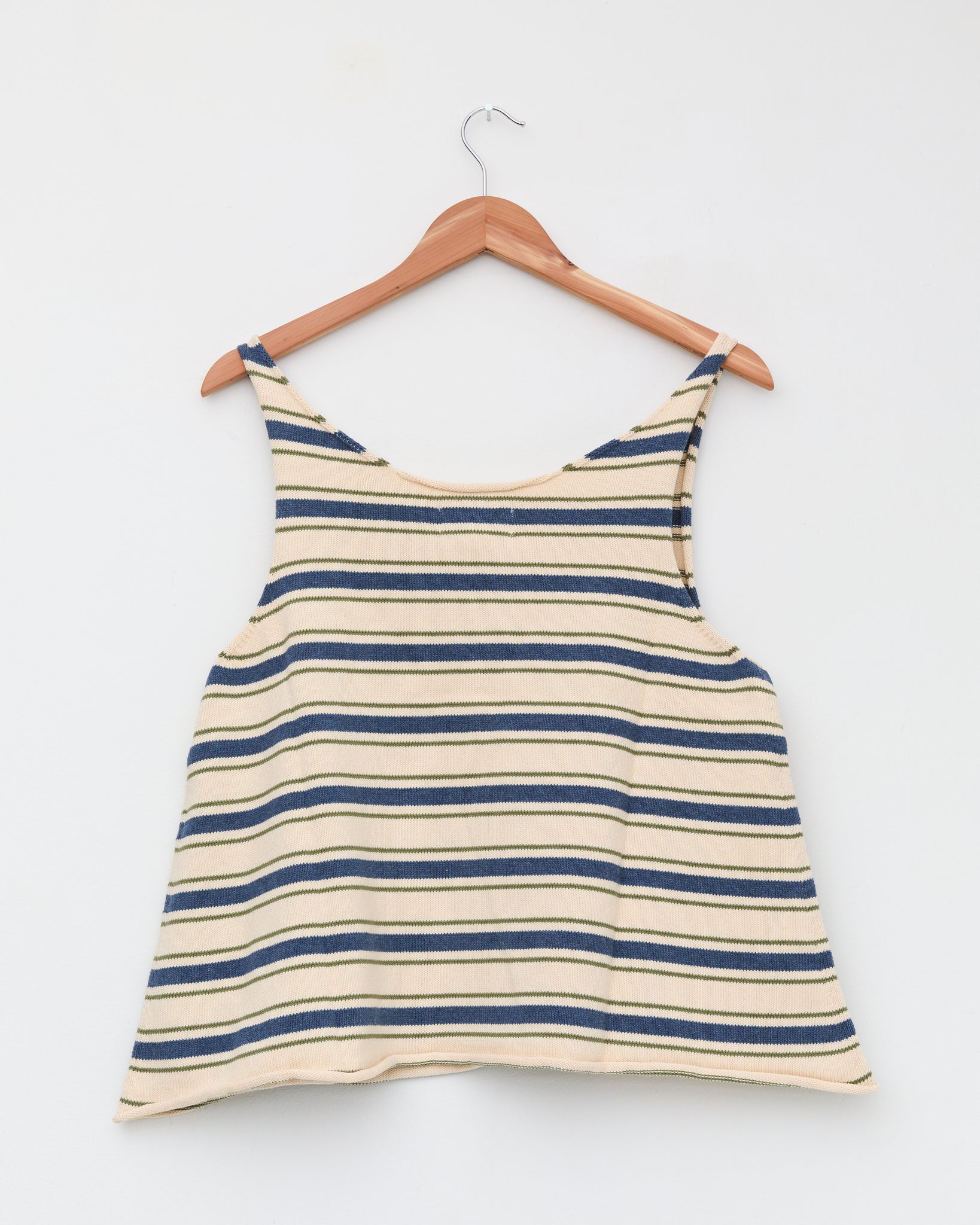 Cotton Striped Knit Thea Top, Merengue w Khaki/Tahiti Stripe