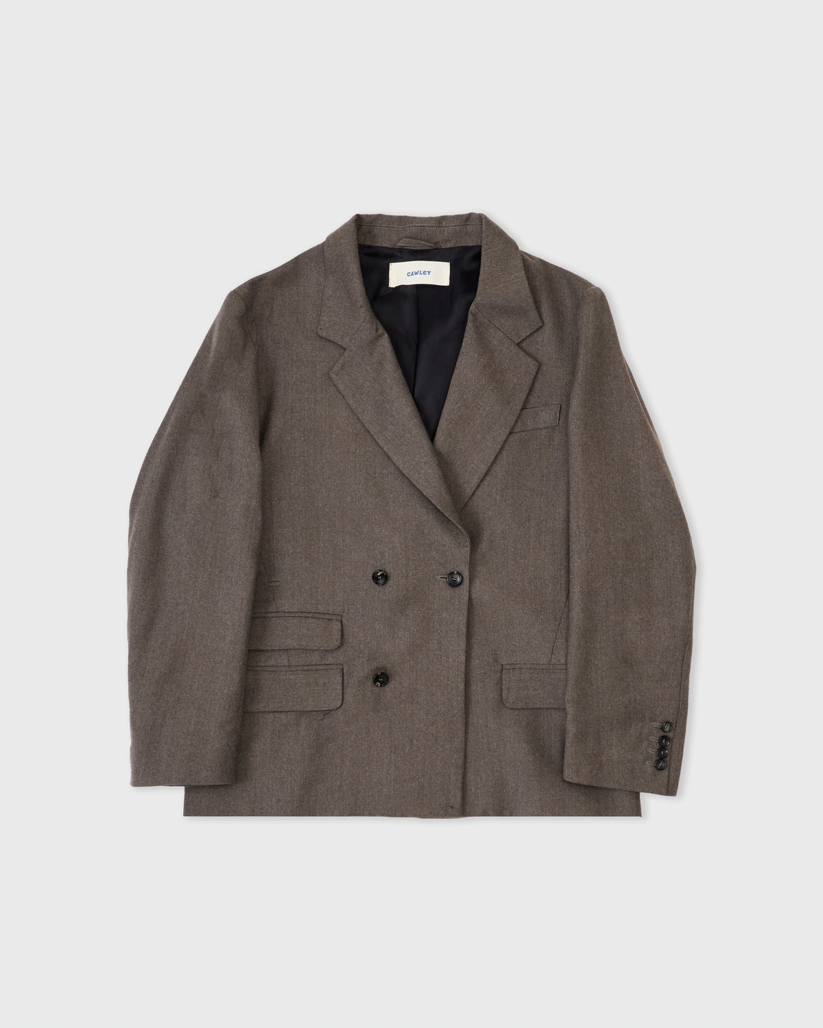 Cawley Double Milled Flannel 2/2 Twill Hugo Blazer in light fawn, front, flat lay