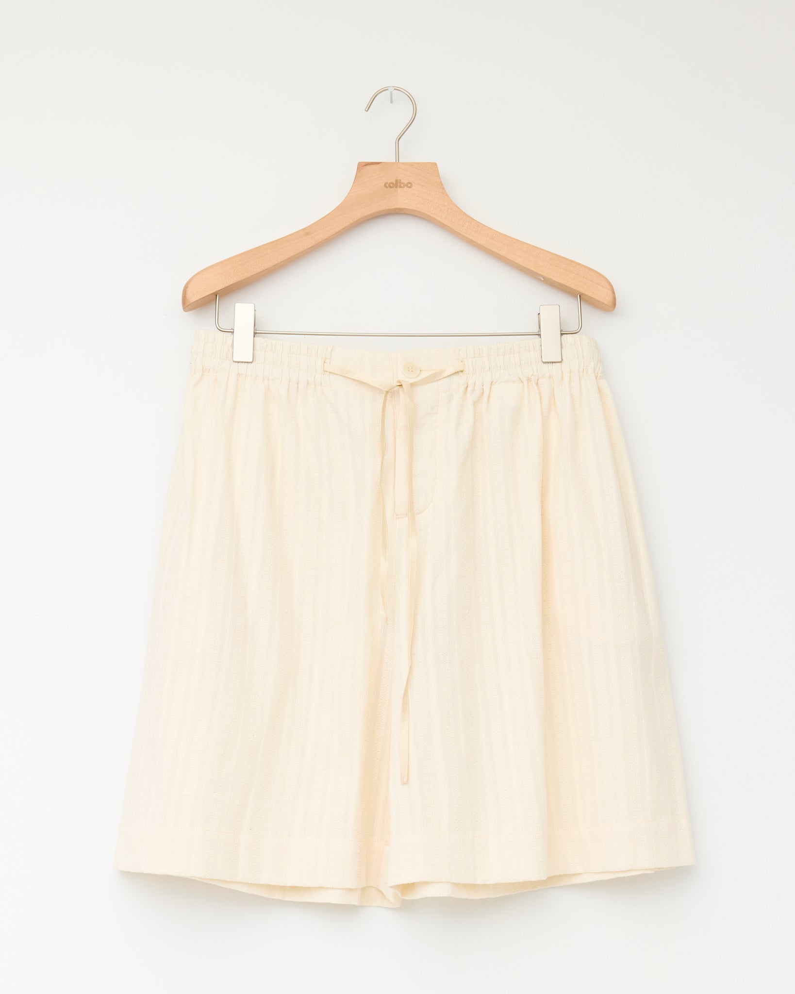 Japanese Embroidered Cotton Mens Hilda Short, Cream
