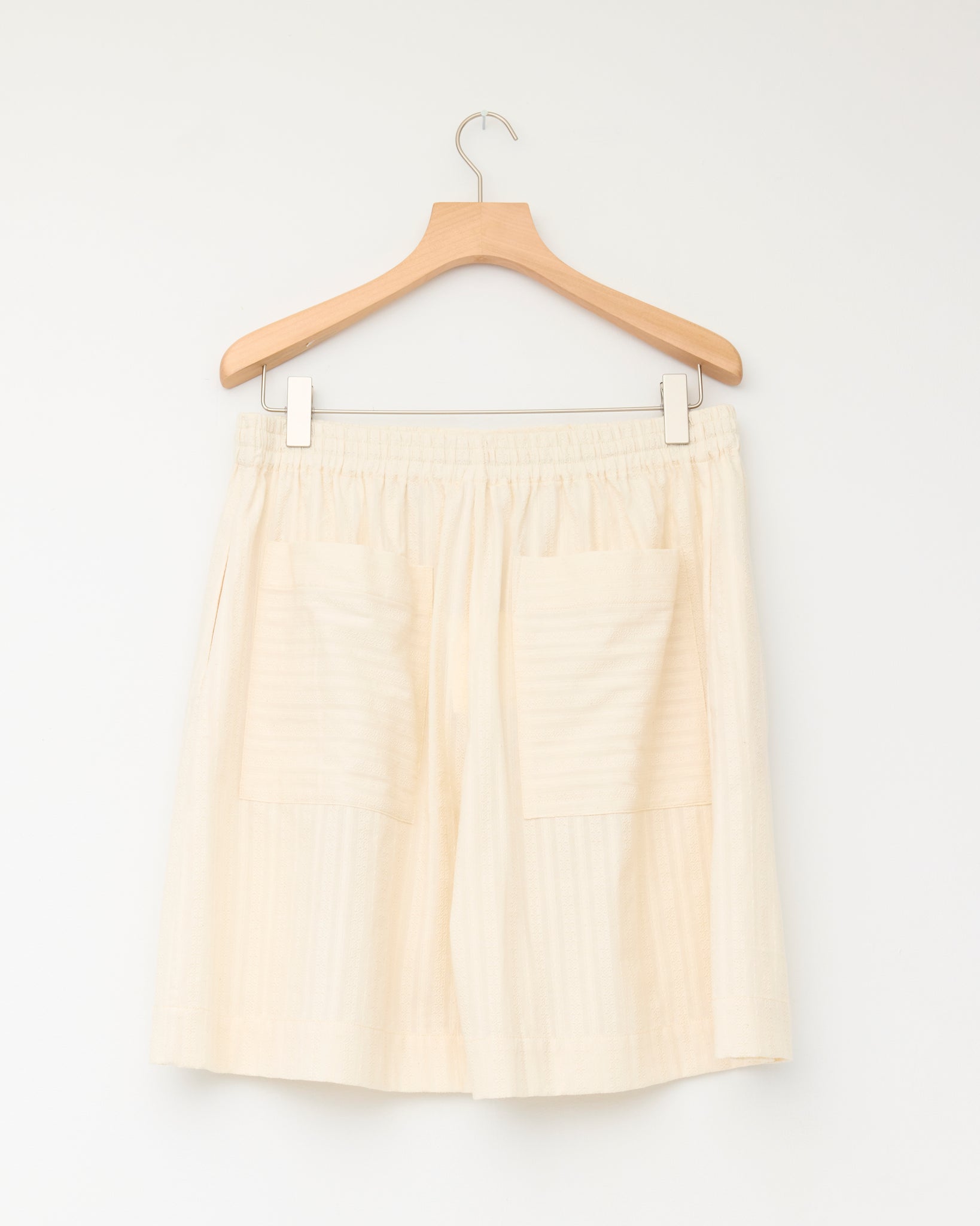 Japanese Embroidered Cotton Mens Hilda Short, Cream