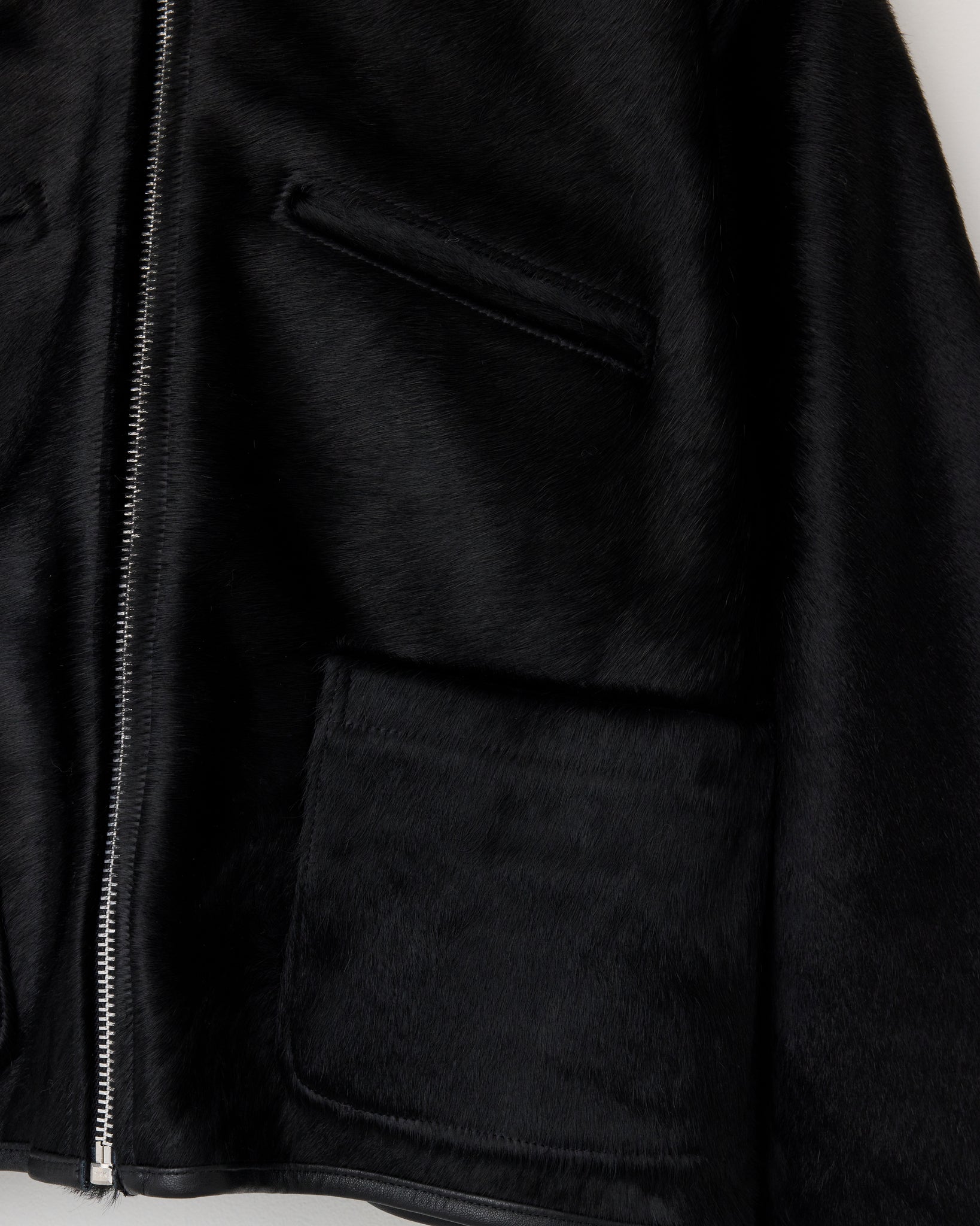 Hair On Leather Hide Flying Jacket, Black
