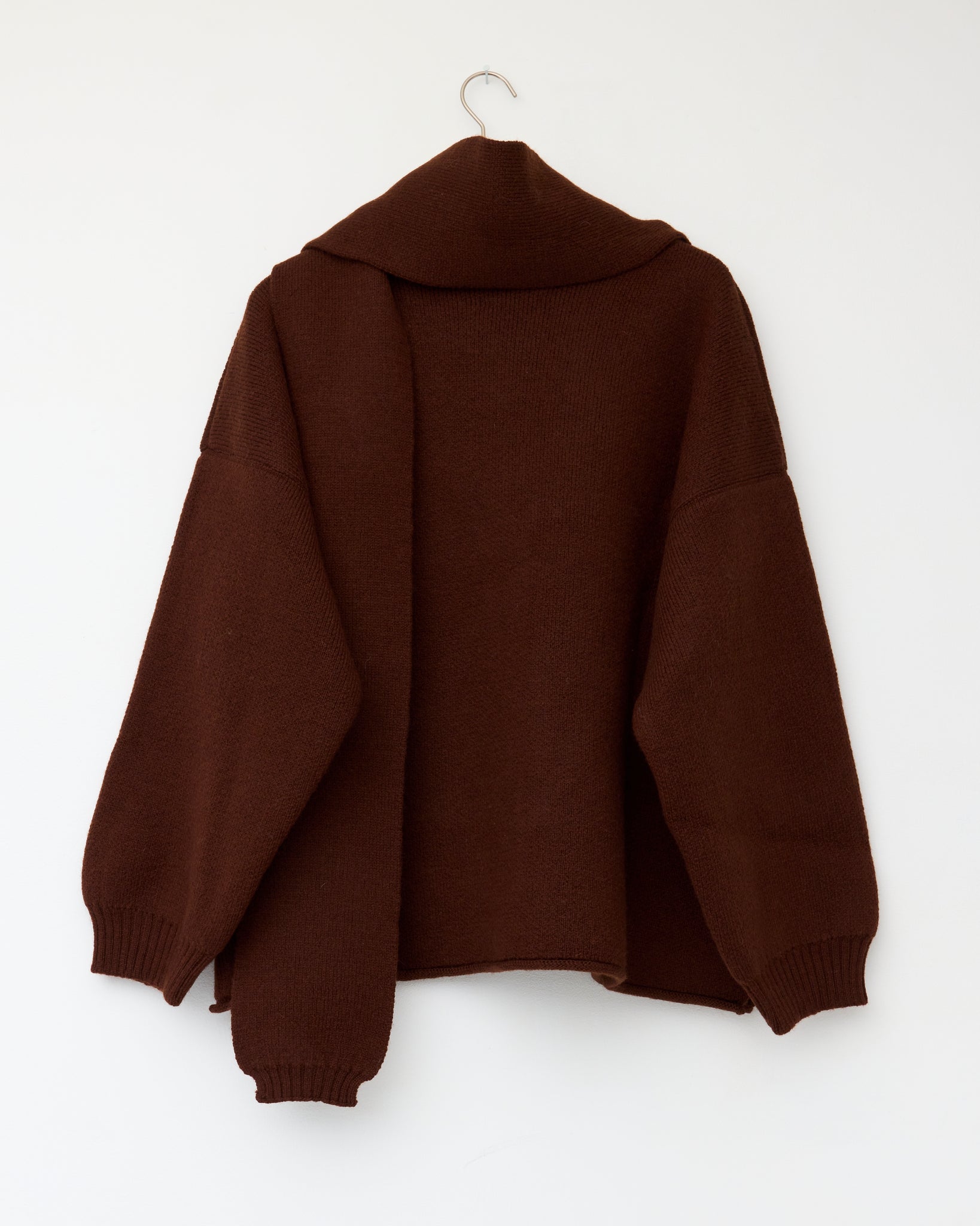 Mens British Merino Wool Wrap Neck Pullover, Bordeaux