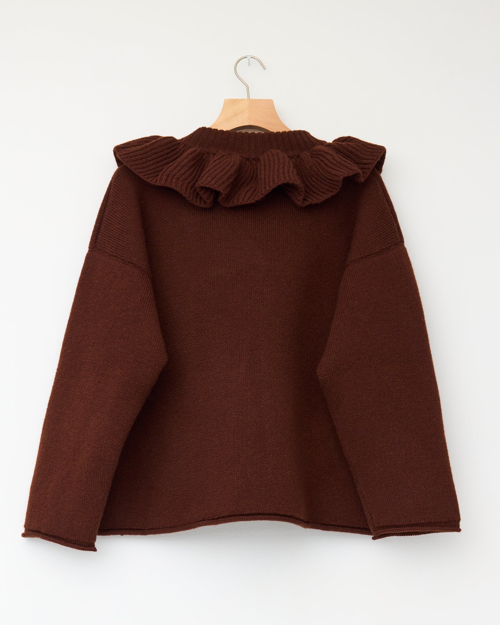 Mens British Merino Wool Ruffle Jumper, Bordeaux