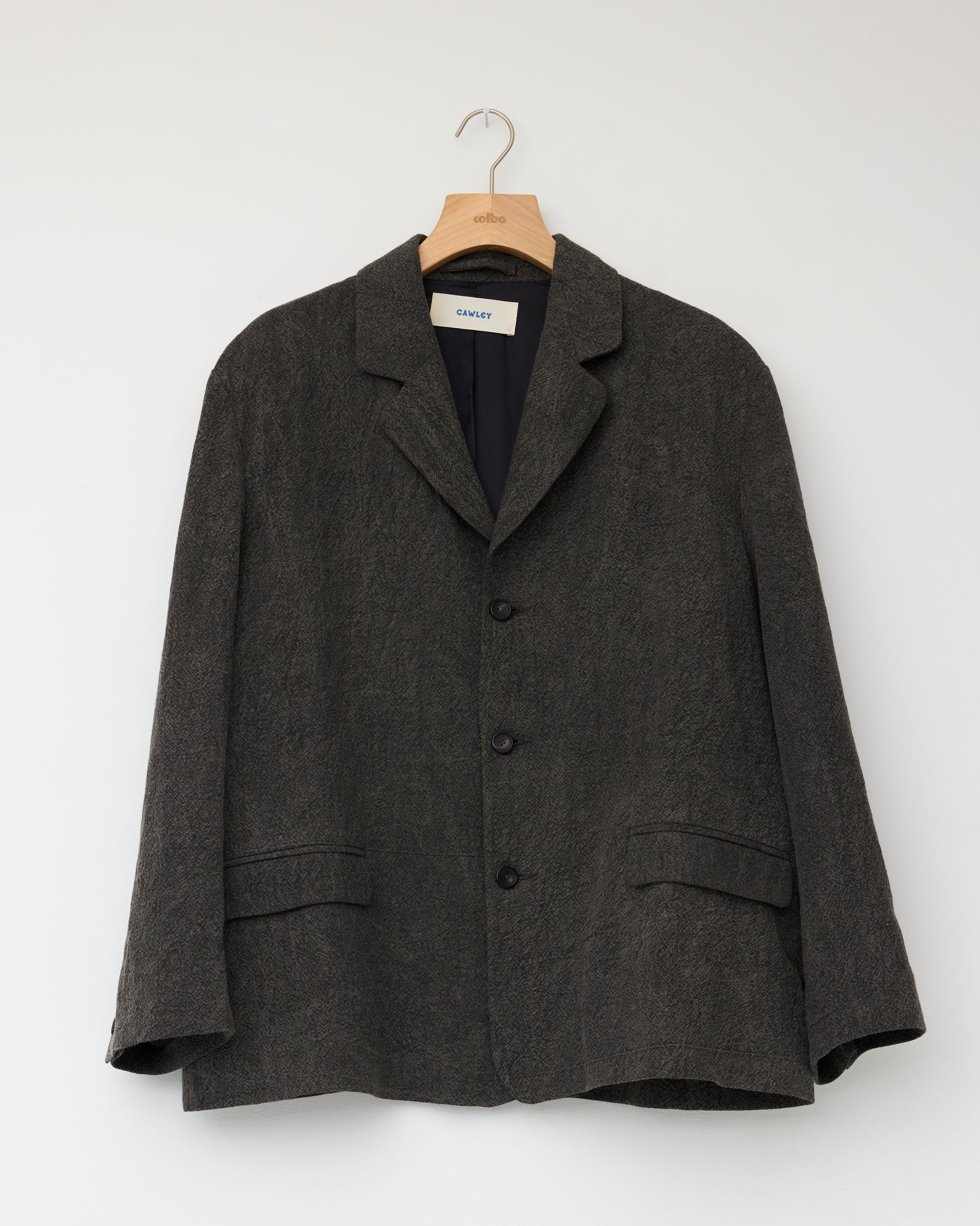 Japanese Textured Linen Sid Blazer, Charcoal