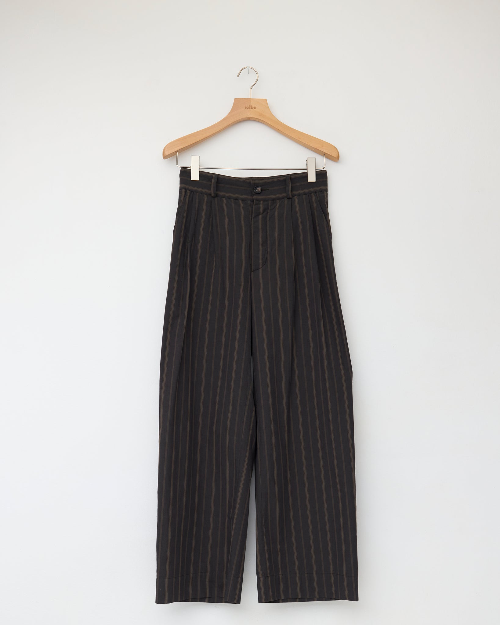 Japanese Mugwasher Stripe Cotton Willa Trouser, Greys