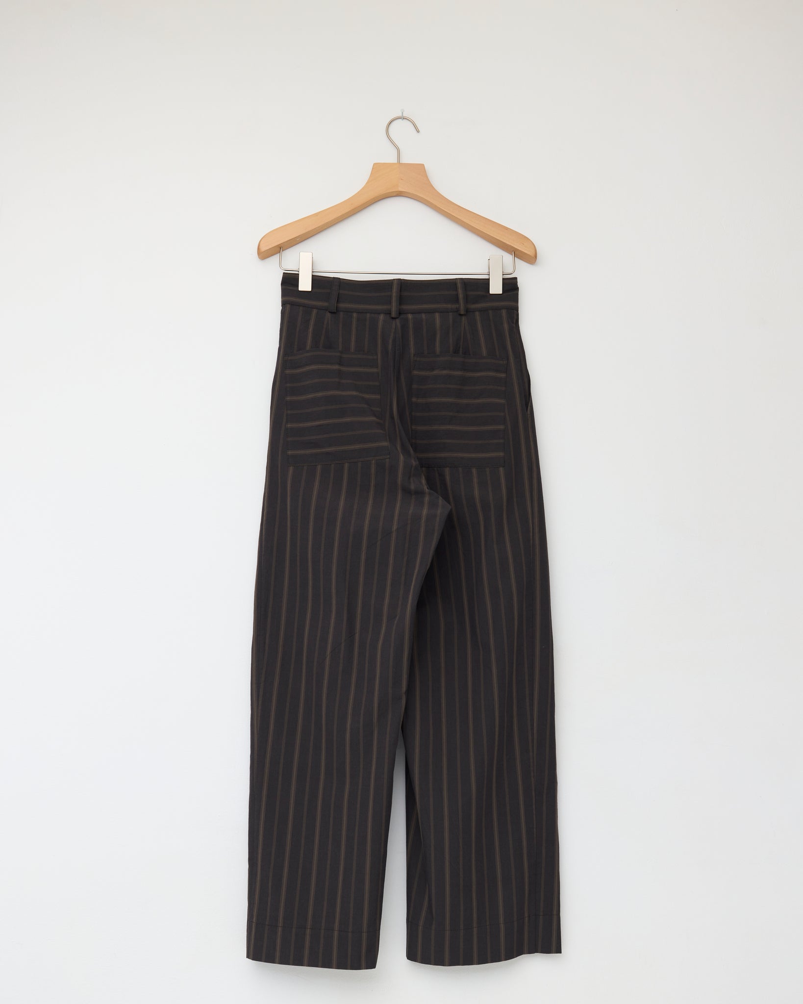Japanese Mugwasher Stripe Cotton Willa Trouser, Greys