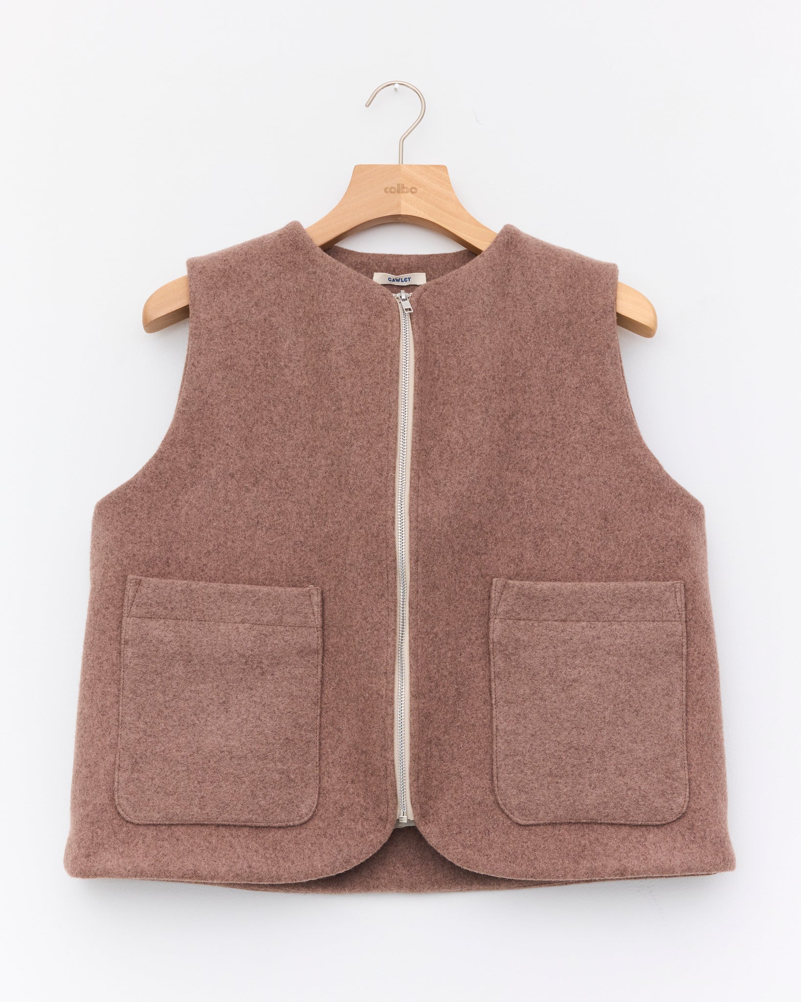 Portuguese Recycled Wool Zip Up Ella Vest, Aniseed