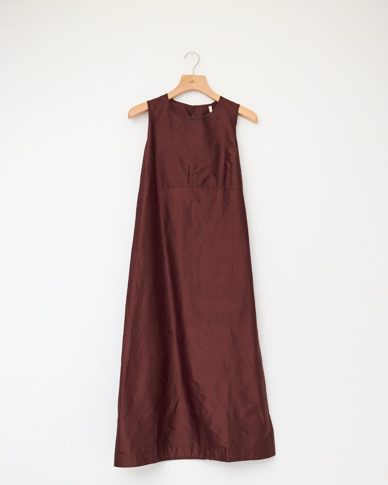 Silk Dupion Long Erika Dress, Chocolate