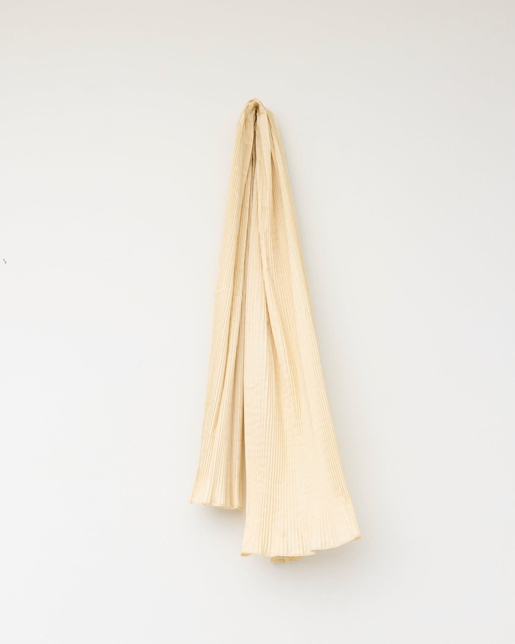 Silk Dupion Pleated Scarf, Ivory