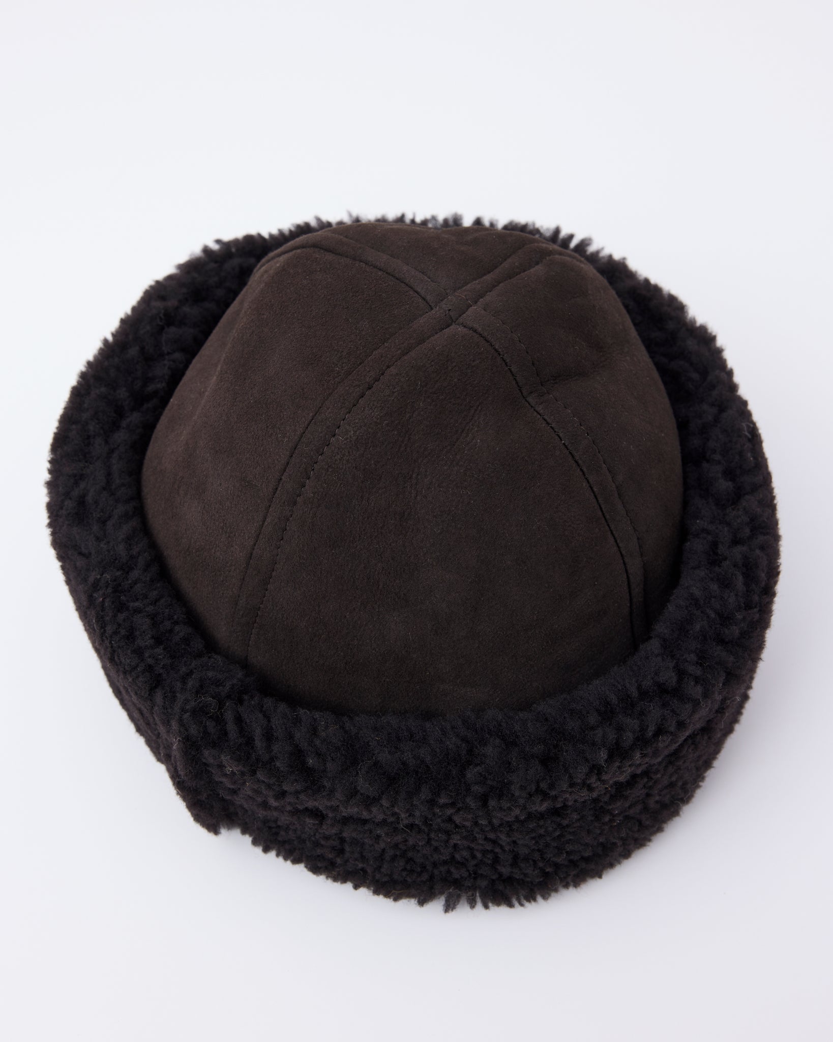 Suede Back Curly Sheepskin Cap, Chocolate