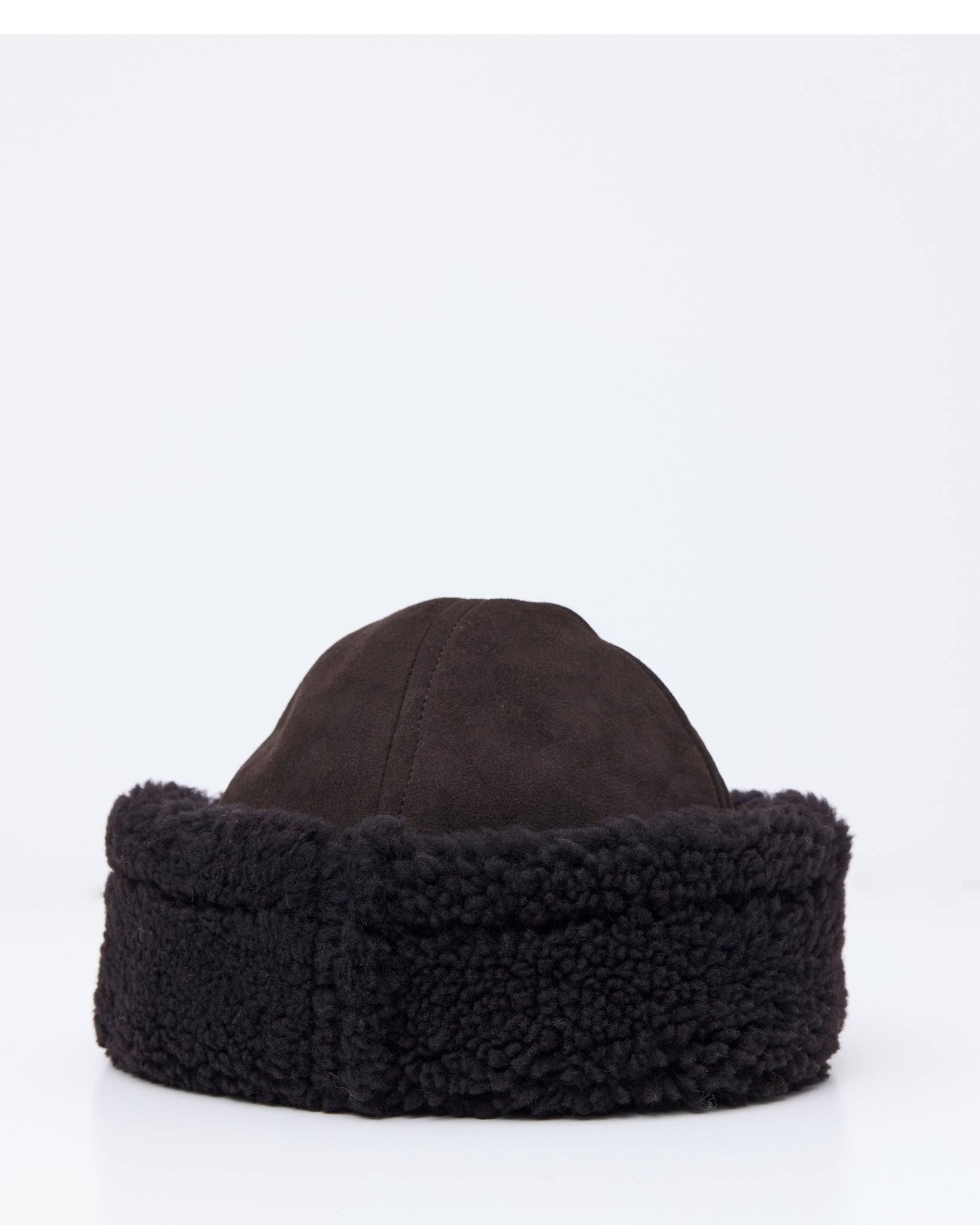 Suede Back Curly Sheepskin Cap, Chocolate