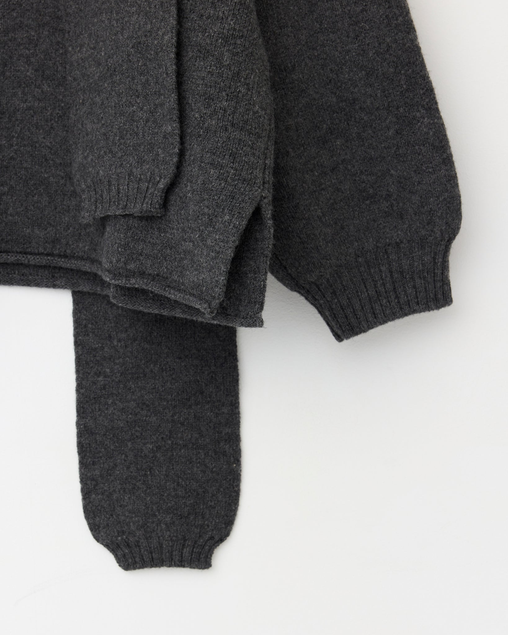 British Merino Wool Wrap Neck Pullover, Slate
