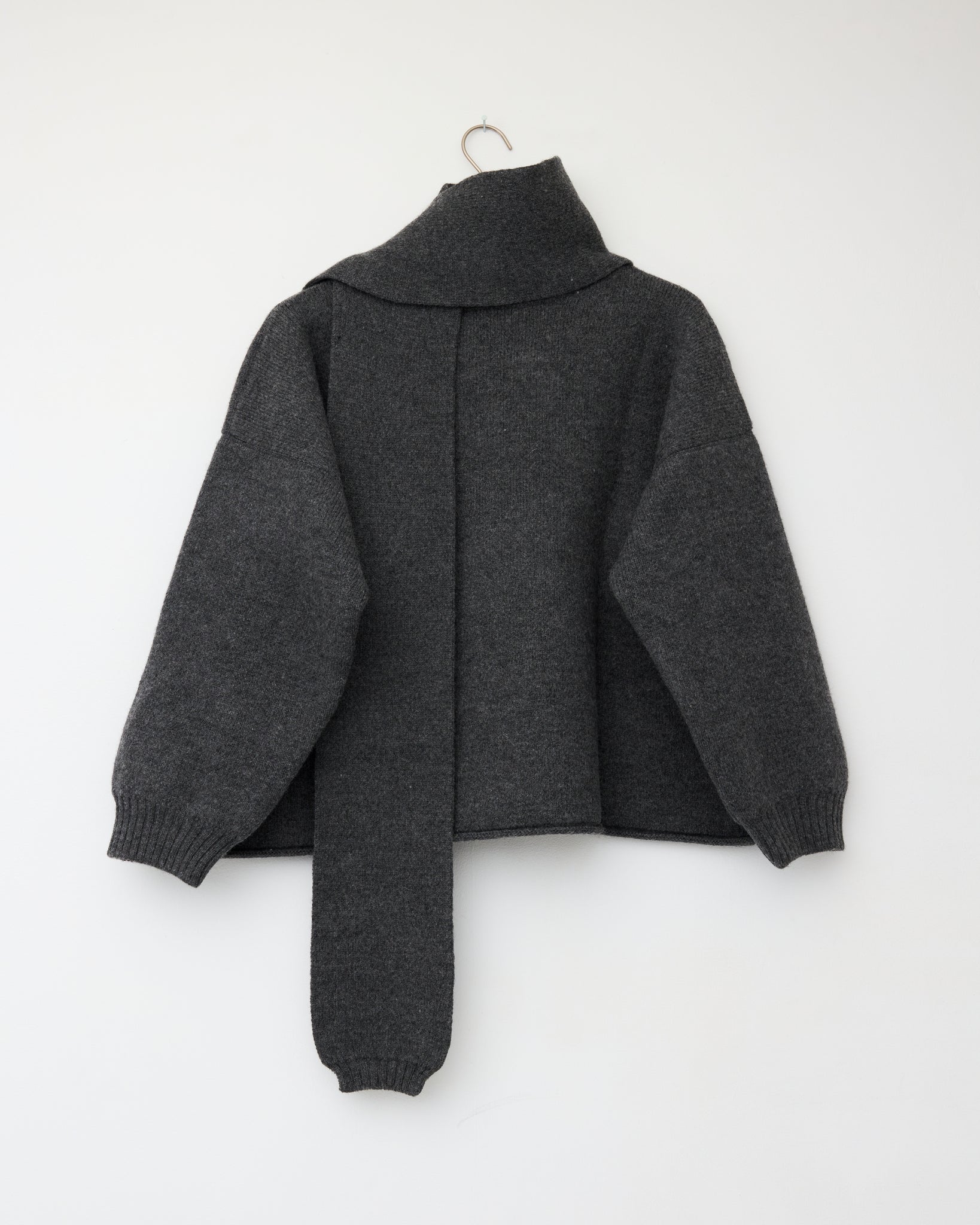 British Merino Wool Wrap Neck Pullover, Slate